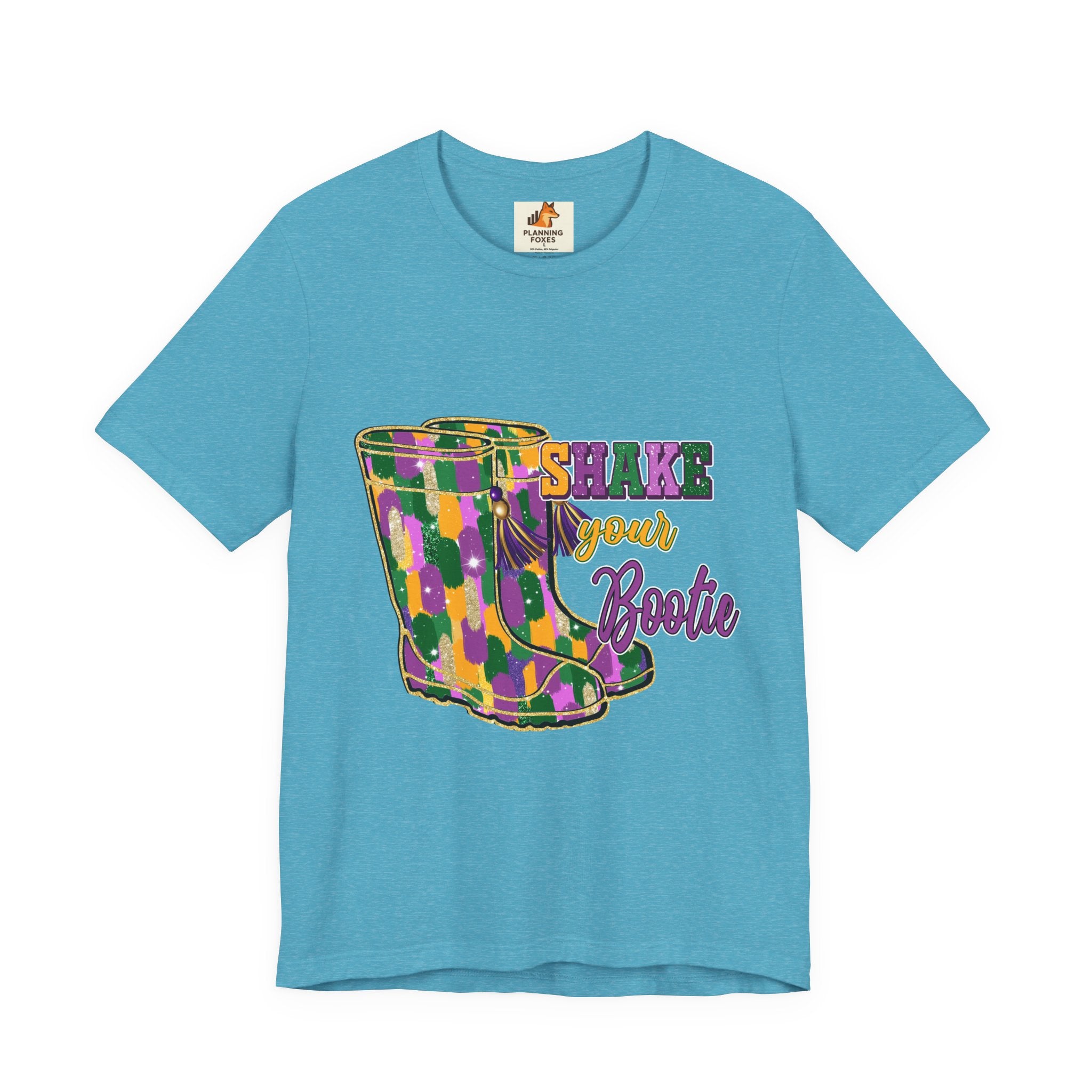 Mardi Gras 'Shake Your Bootie' T‑Shirt — Louisiana Fleur‑de‑Lis Tee