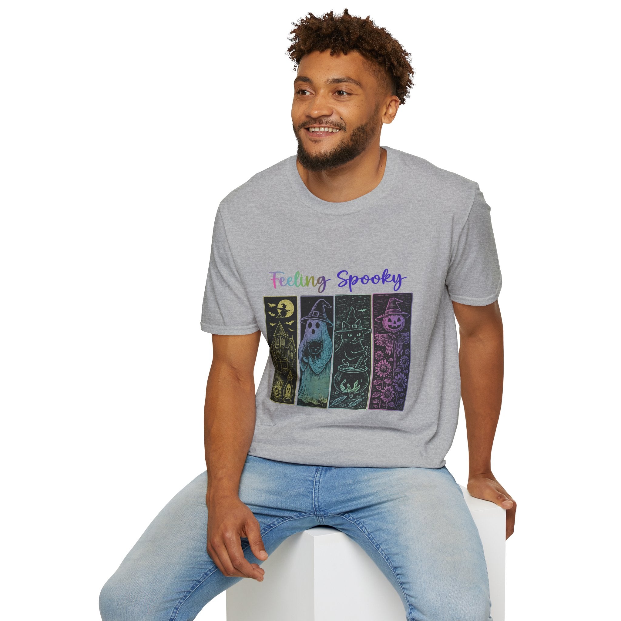 Feeling Spooky Halloween T-Shirt — Cute Ghost, Witch & Pumpkin Design