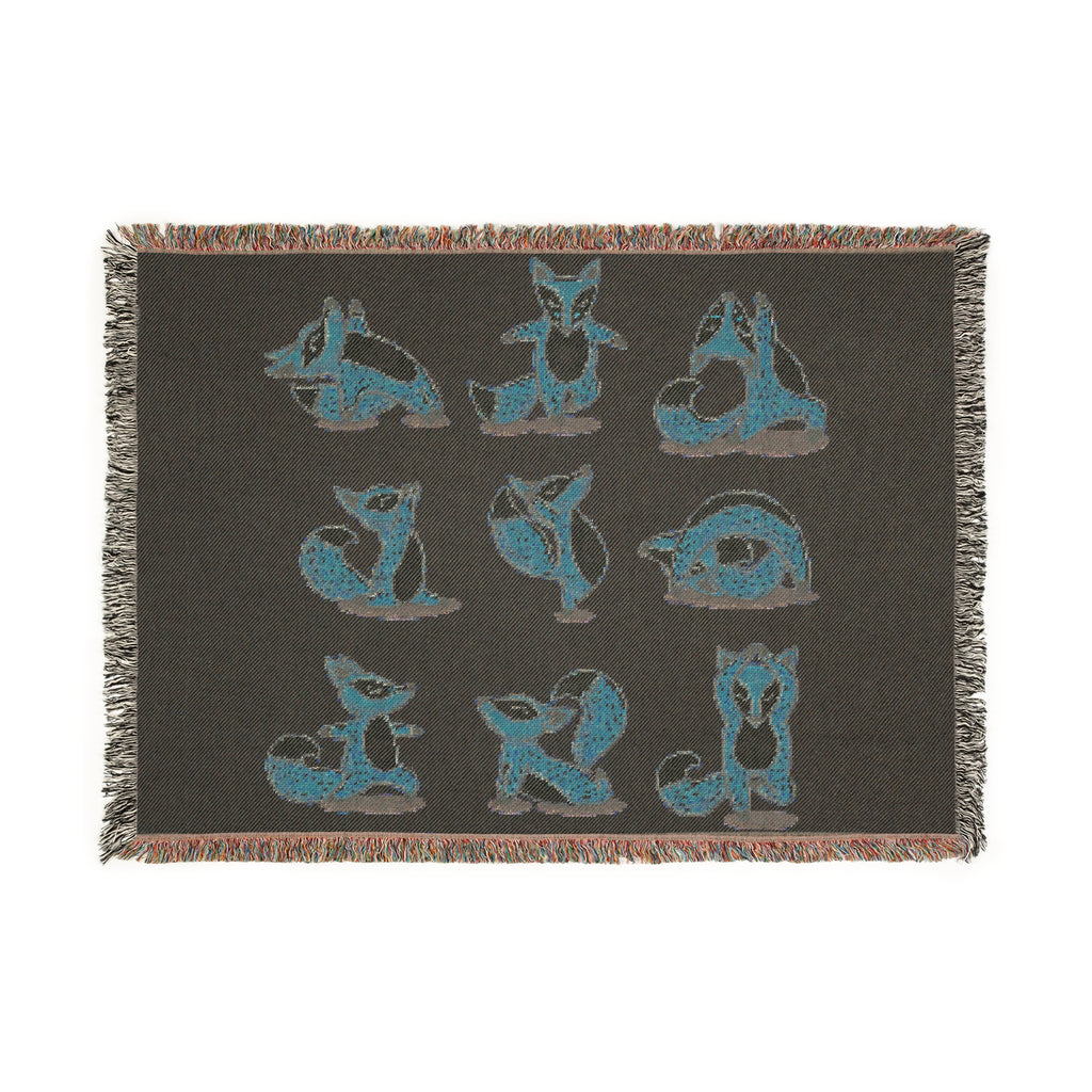 Fox Poses Woven Blanket — Cozy Cabin Throw for Animal Lovers