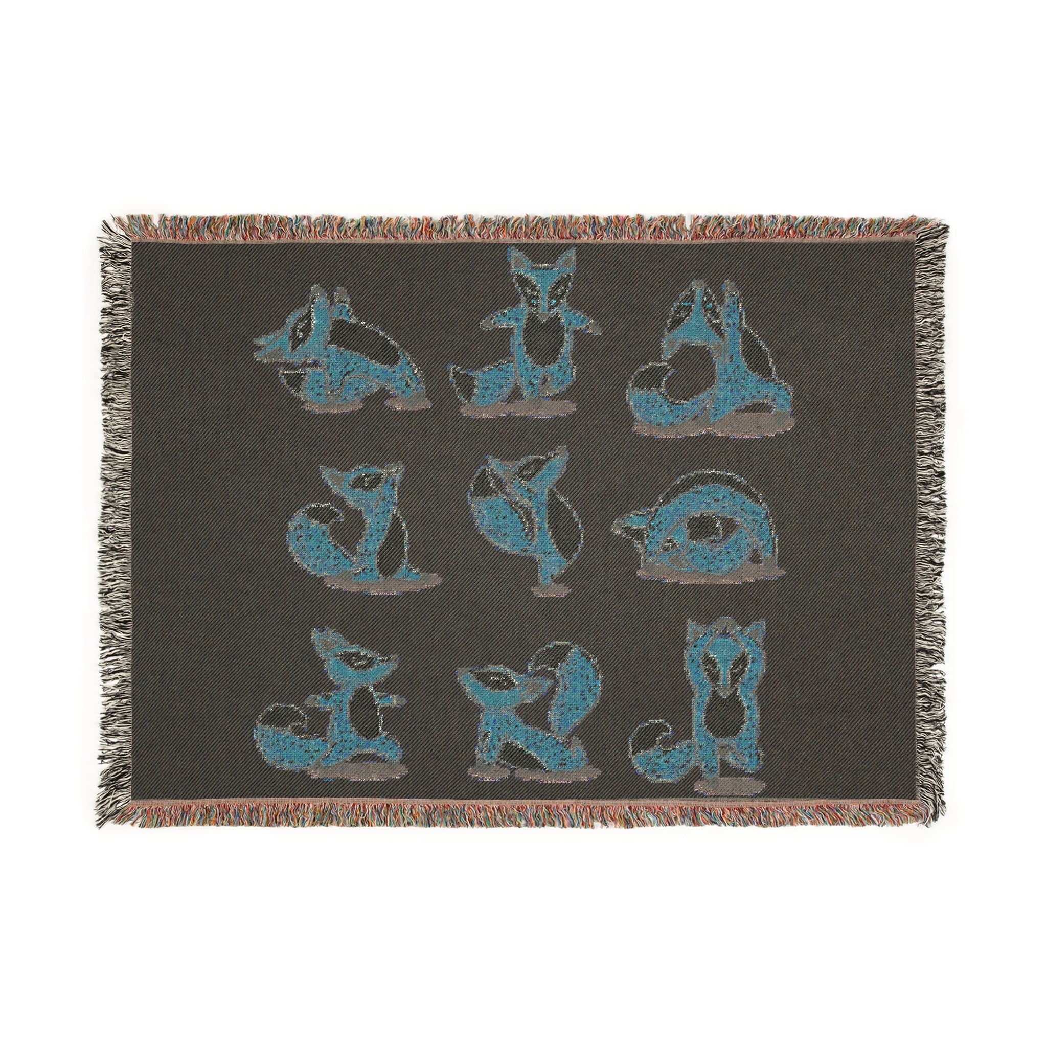 Fox Poses Woven Blanket — Cozy Cabin Throw for Animal Lovers