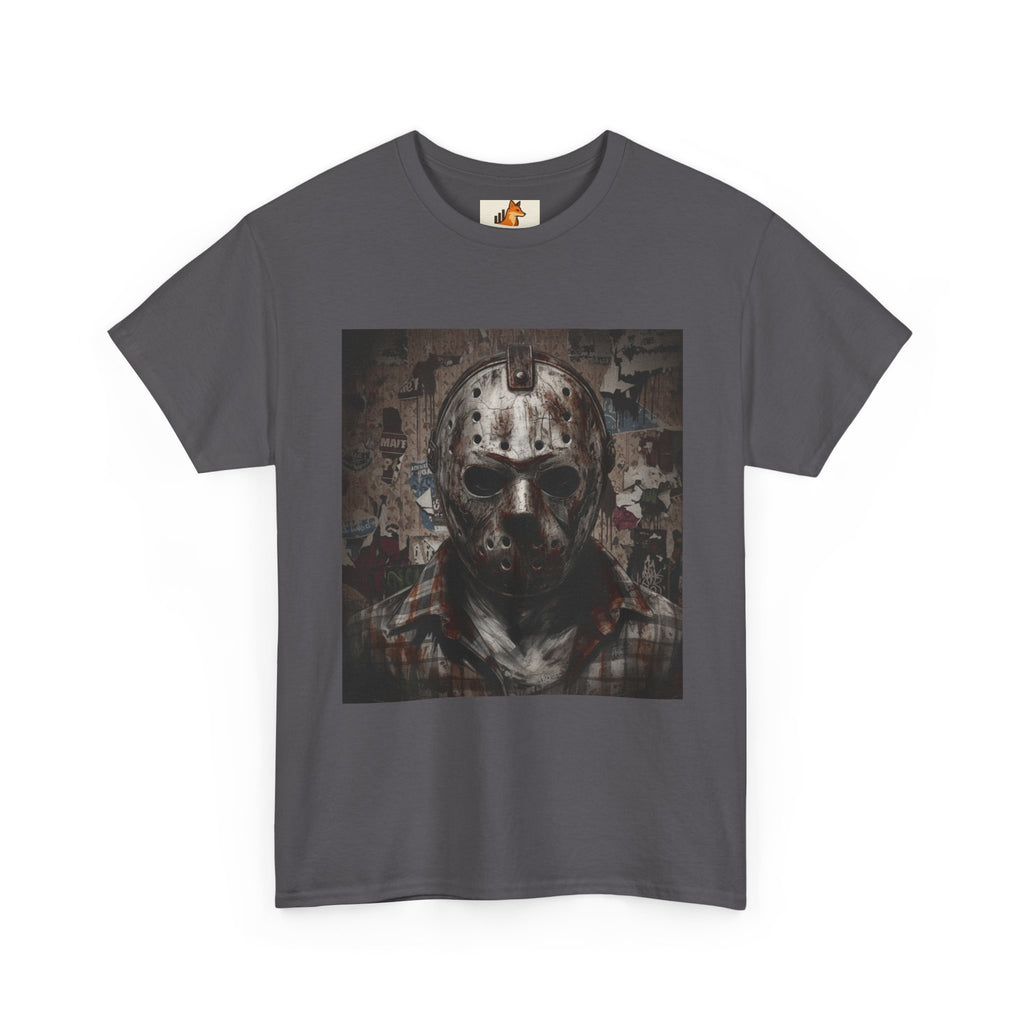 Hockey Mask Horror Tee — Retro Jason-Style Slasher Graphic Shirt
