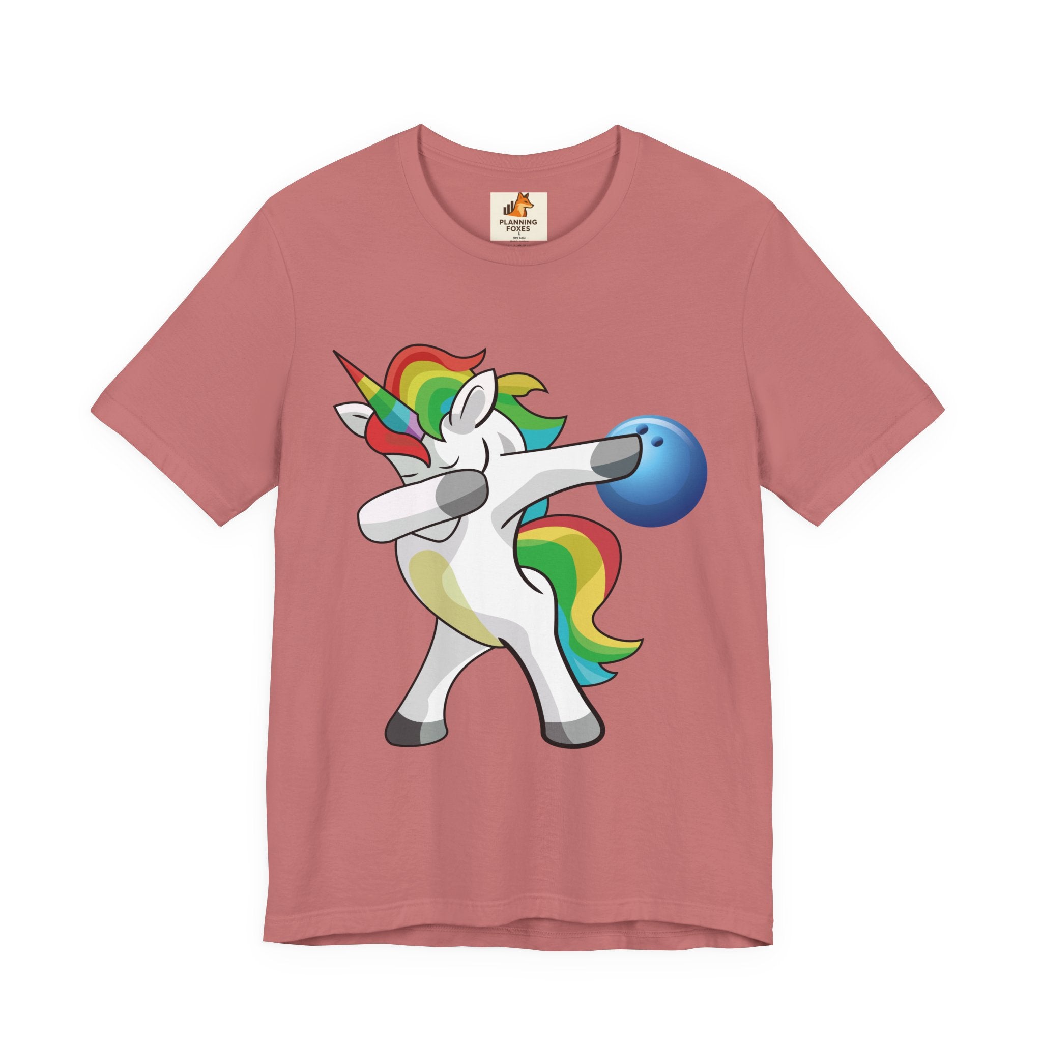 Dabbing Rainbow Unicorn Bowling T‑Shirt