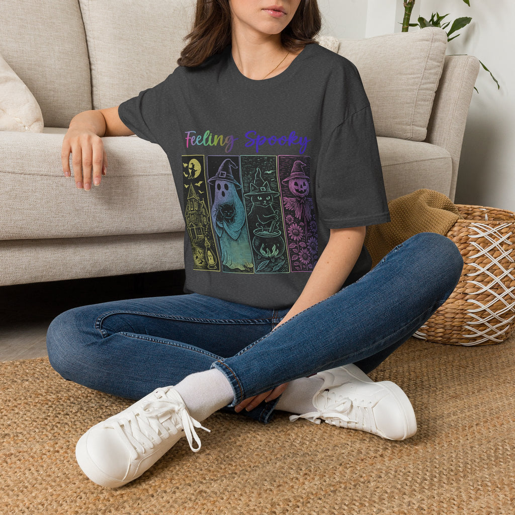 Feeling Spooky Halloween T-Shirt — Cute Ghost & Pumpkin Graphic