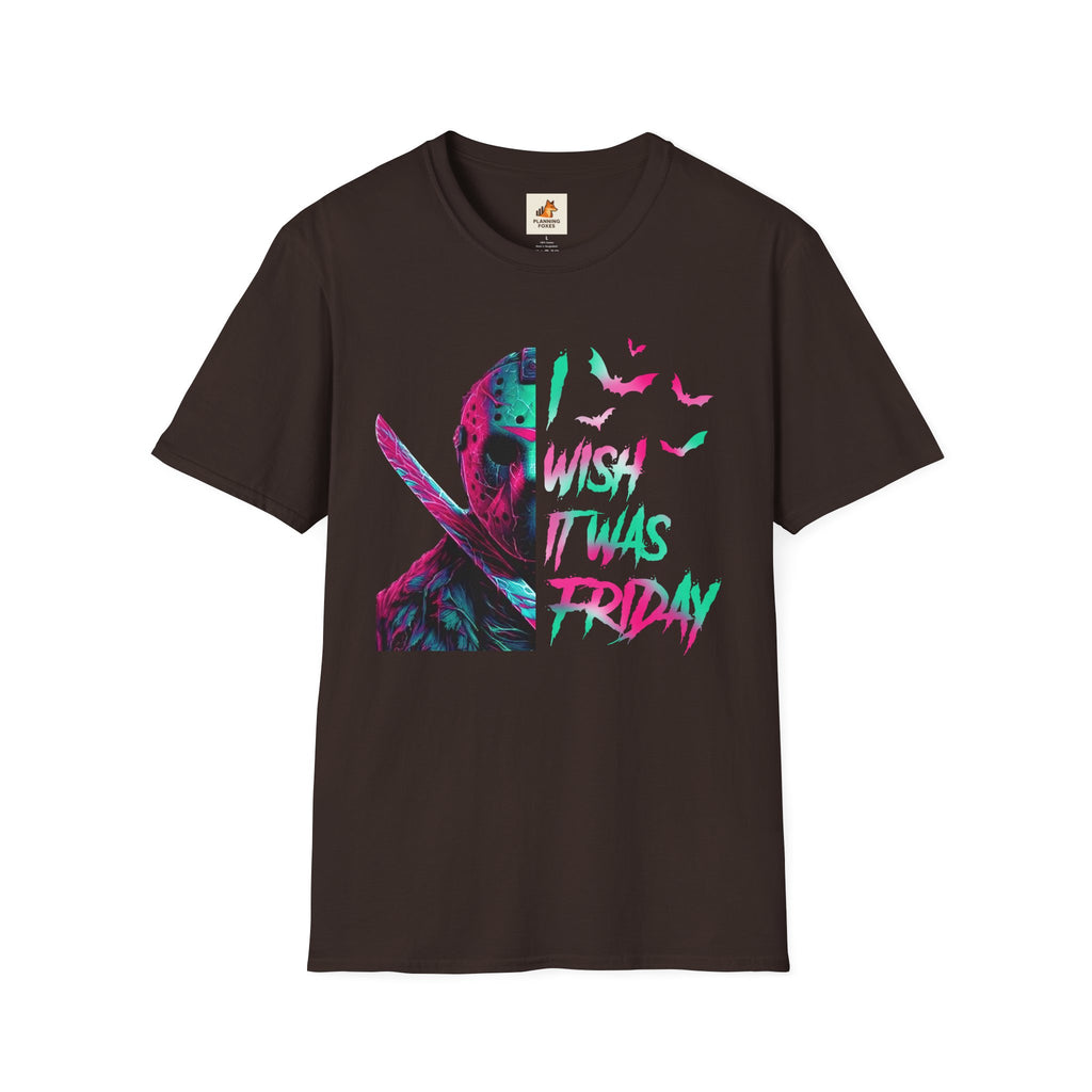 Friday Vibes T-Shirt — Neon Jason "Wish It Was Friday" Graphic Tee