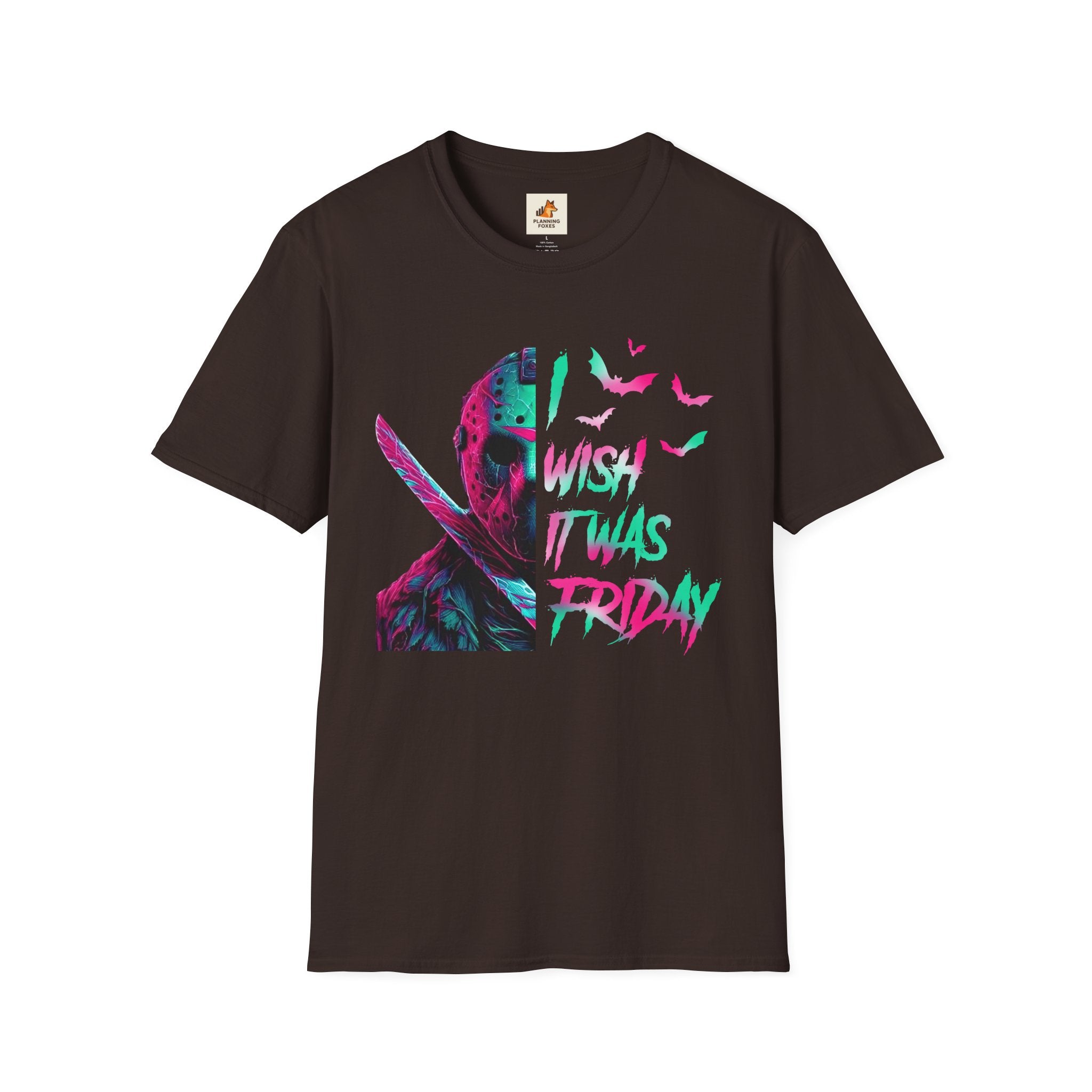 Friday Vibes T-Shirt — Neon Jason "Wish It Was Friday" Graphic Tee