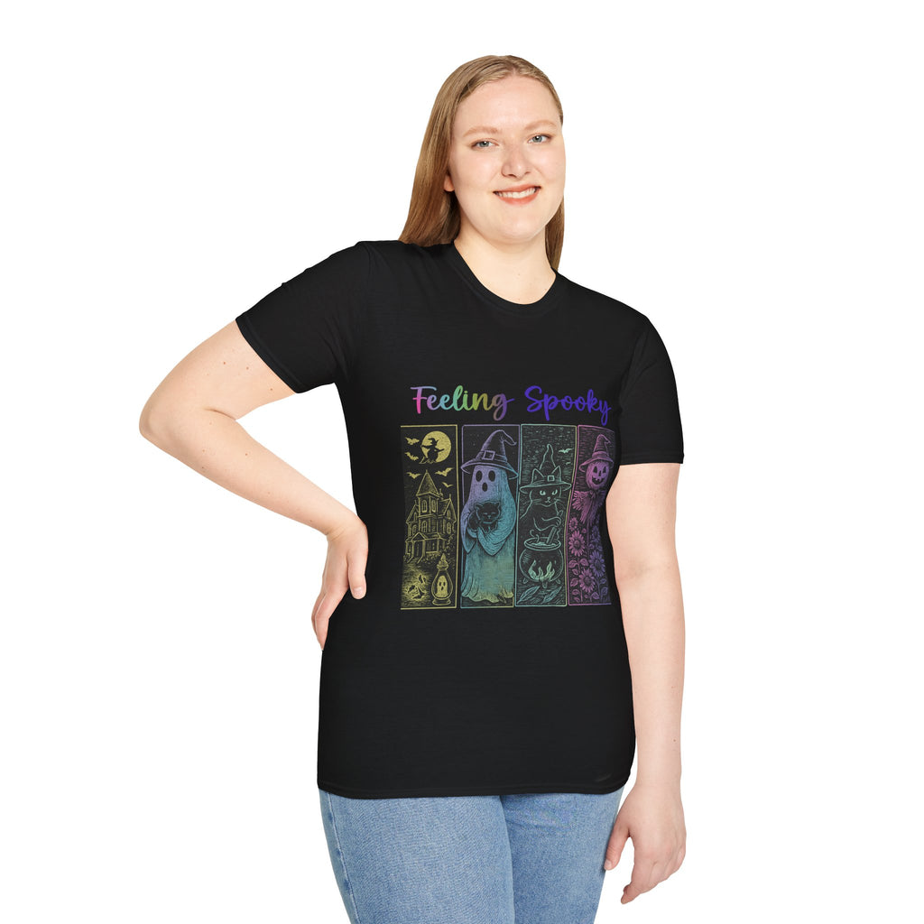 Feeling Spooky Halloween T-Shirt — Cute Ghost & Pumpkin Graphic