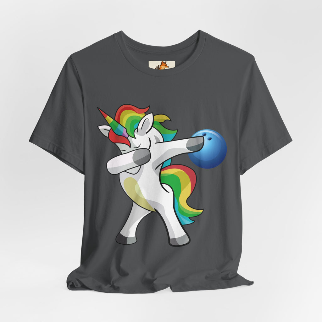 Dabbing Rainbow Unicorn Bowling T‑Shirt