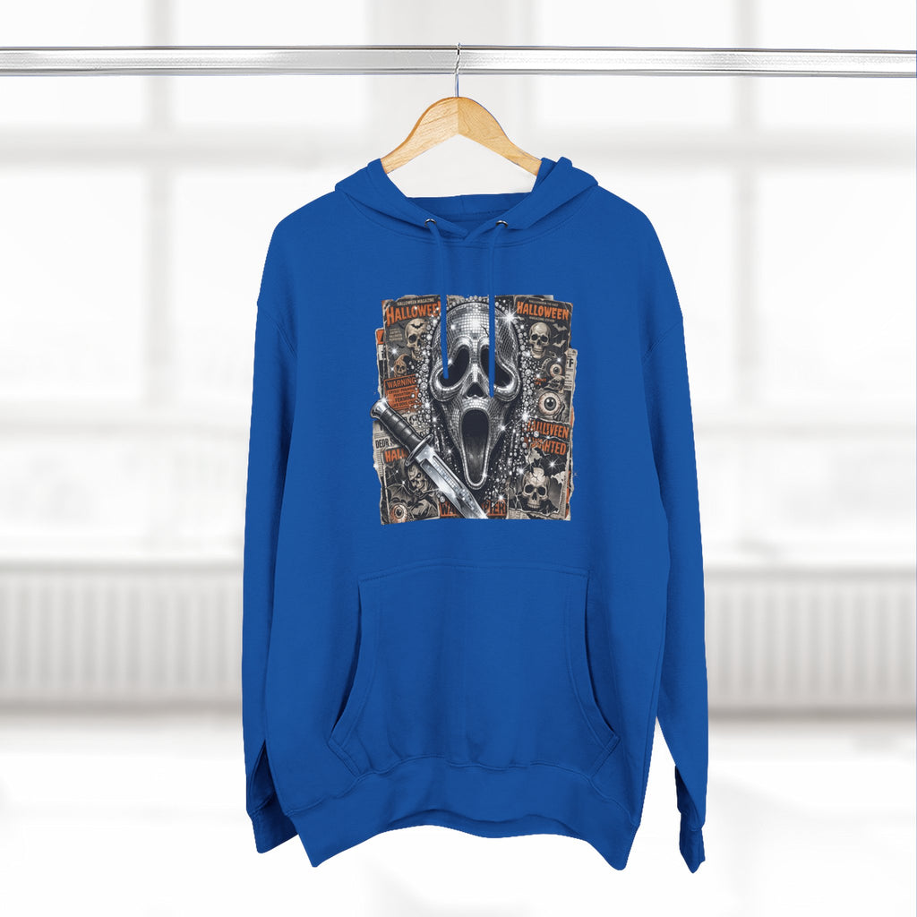 Halloween Horror Nights Hoodie — Haunted Mask & Killer Characters Graphic Pullover