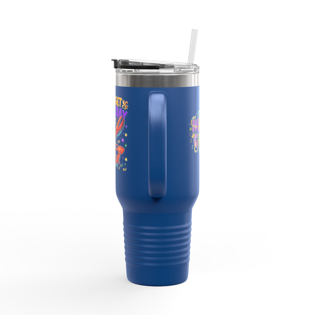 40oz Insulated Travel Mug — "Let's Get Cray Cray" Colorful Crawfish Party Design