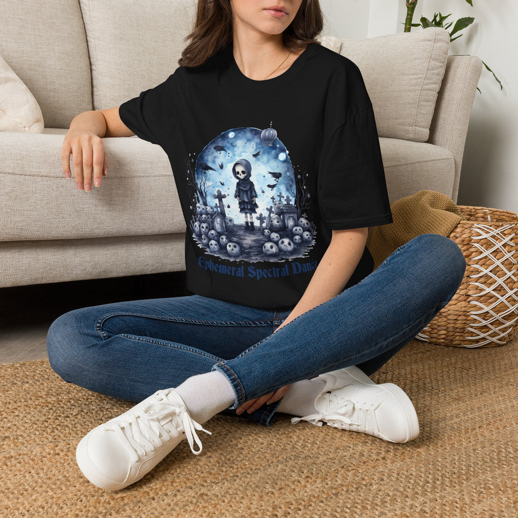T-Shirt — Gothic Cute Grim Reaper Design (“Ephemeral Spectral Dance”)