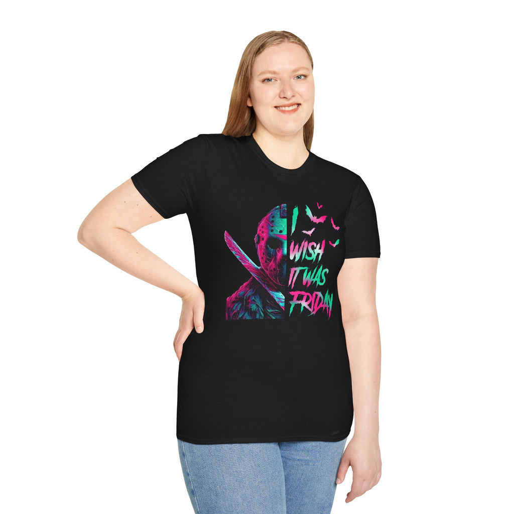 Friday Vibes T-Shirt — Neon Jason "Wish It Was Friday" Graphic Tee