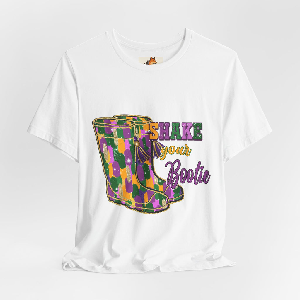 Mardi Gras 'Shake Your Bootie' T‑Shirt — Louisiana Fleur‑de‑Lis Tee