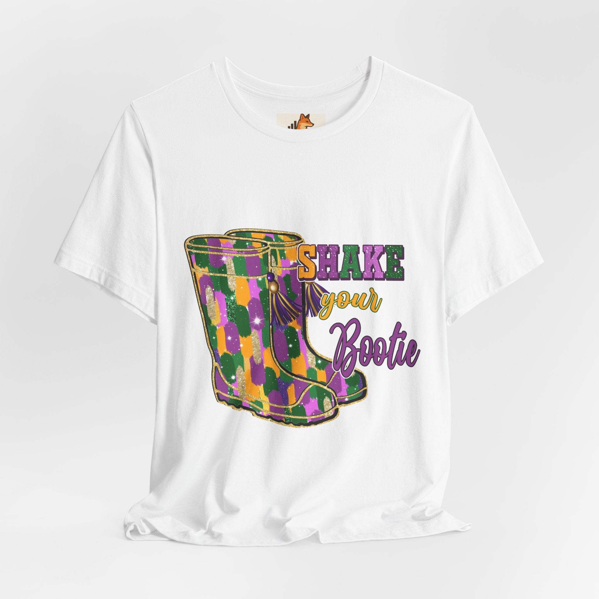 Mardi Gras 'Shake Your Bootie' T‑Shirt — Louisiana Fleur‑de‑Lis Tee
