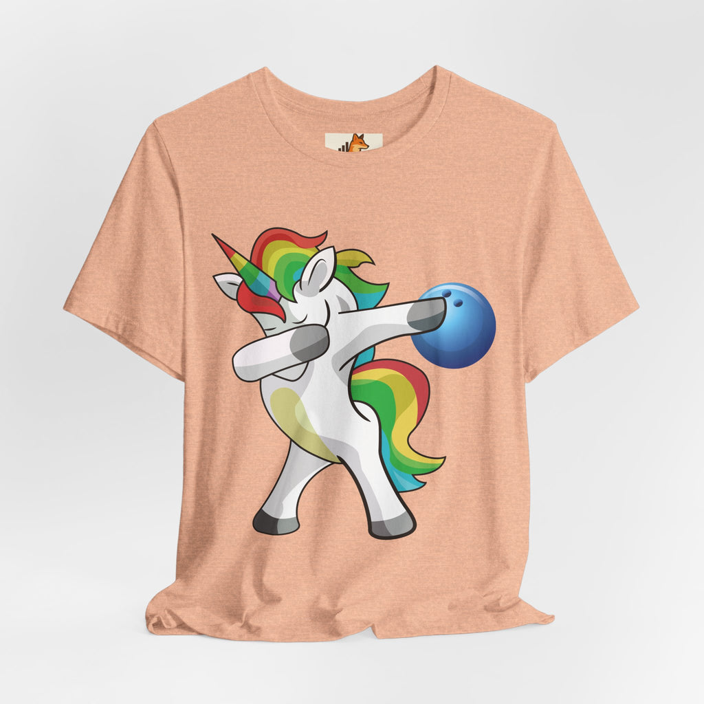 Dabbing Rainbow Unicorn Bowling T‑Shirt