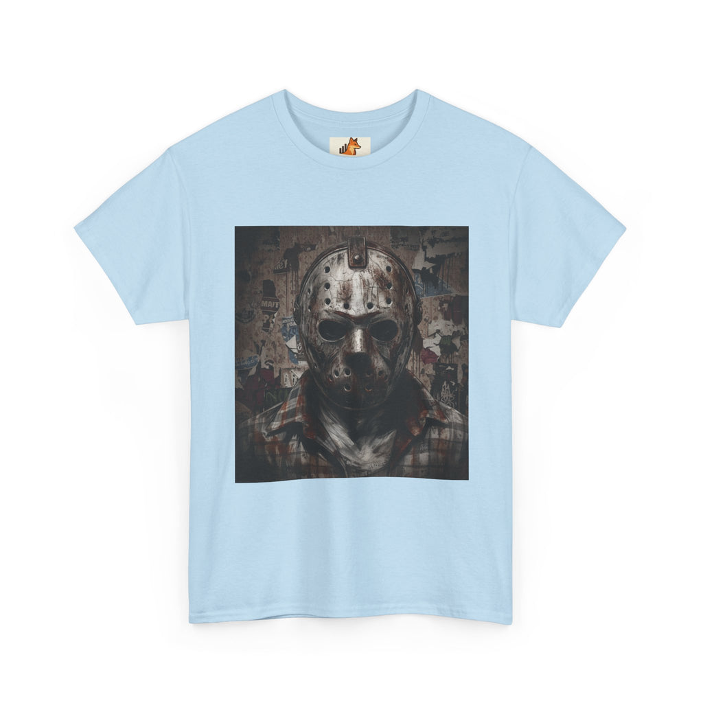 Hockey Mask Horror Tee — Retro Jason-Style Slasher Graphic Shirt