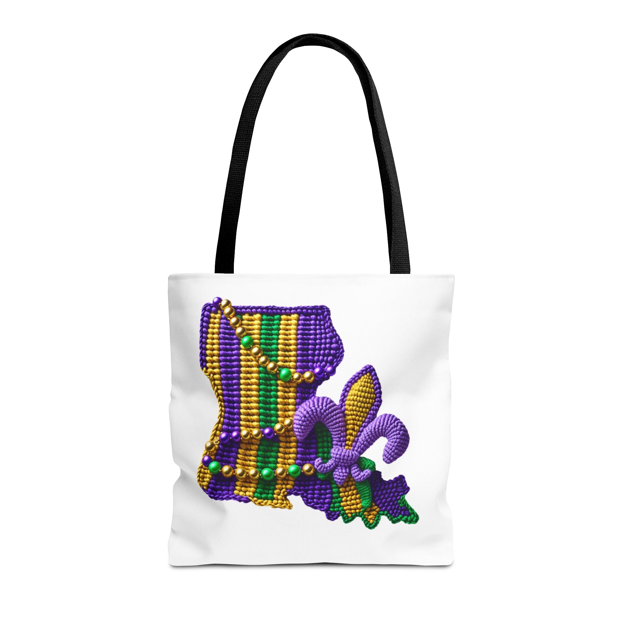 Mardi Gras Louisiana Tote Bag — Fleur‑de‑Lis Beads All‑Over Print