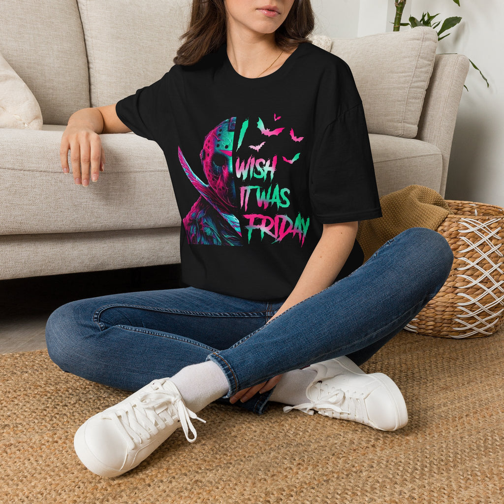 Friday Vibes T-Shirt — Neon Jason "Wish It Was Friday" Graphic Tee