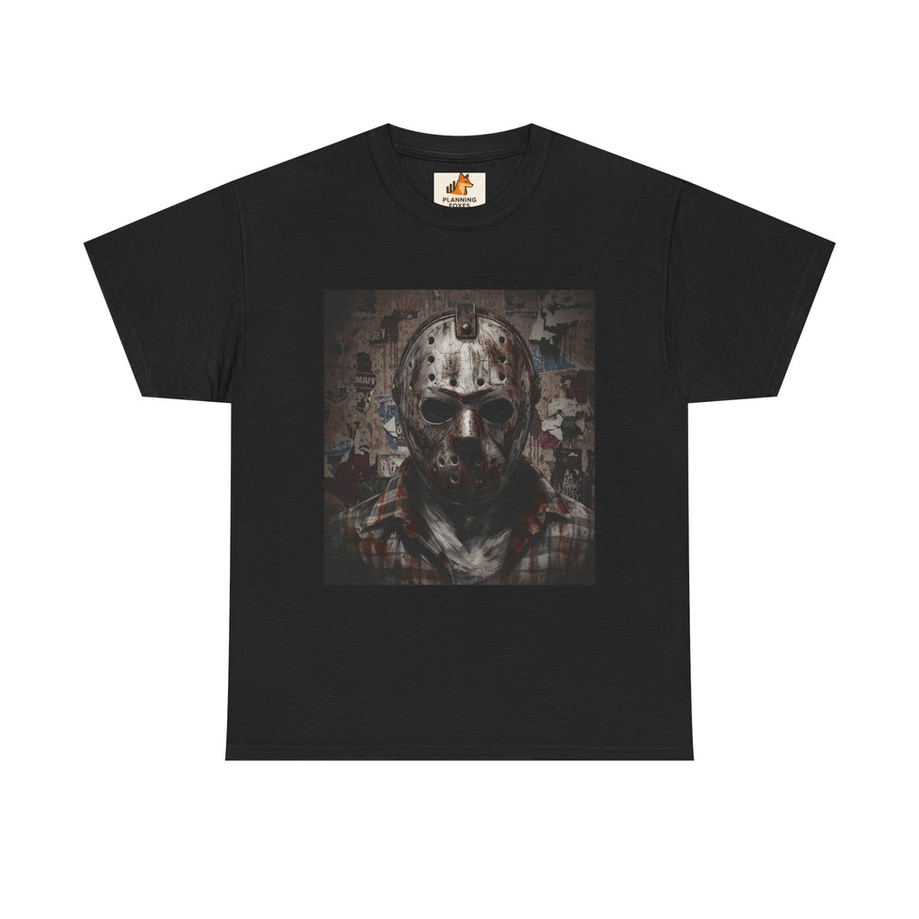 Hockey Mask Horror Tee — Retro Jason-Style Slasher Graphic Shirt