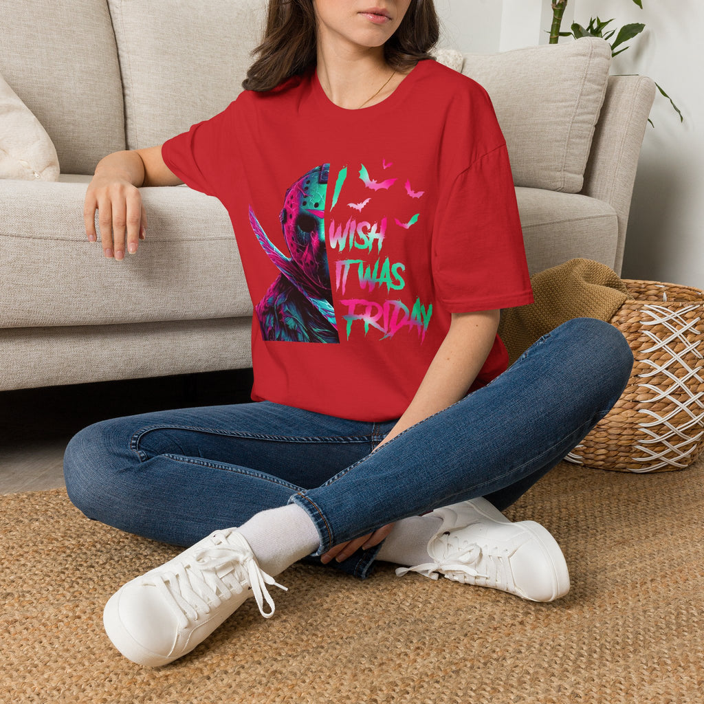 Friday Vibes T-Shirt — Neon Jason "Wish It Was Friday" Graphic Tee