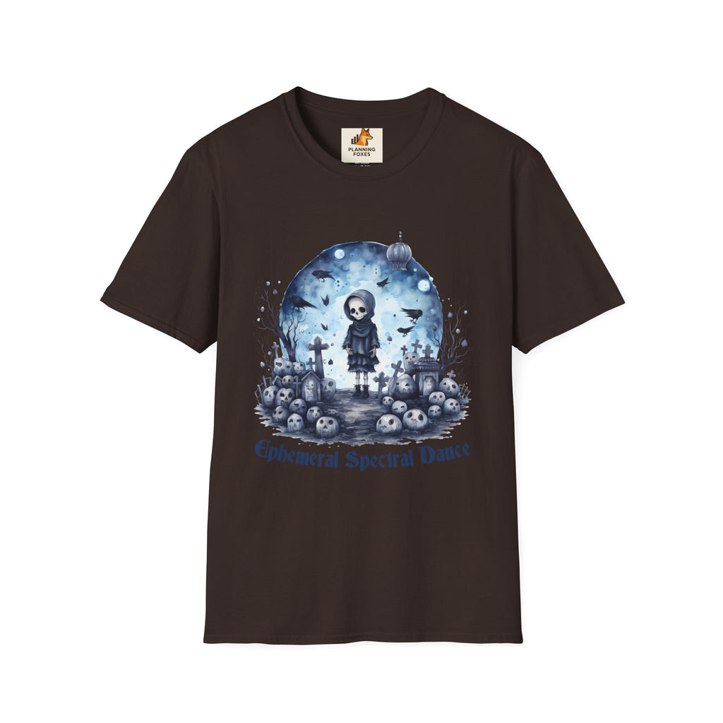 T-Shirt — Gothic Cute Grim Reaper Design (“Ephemeral Spectral Dance”)