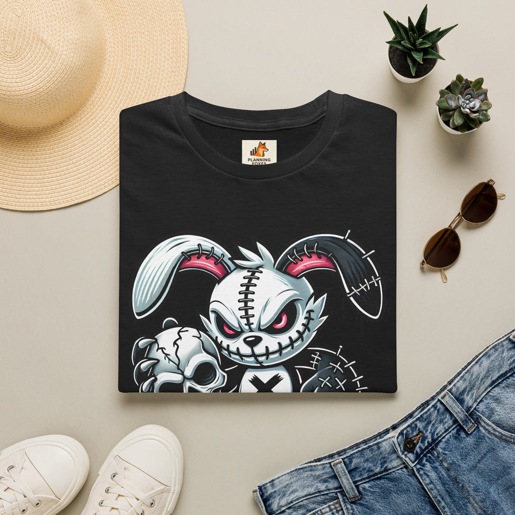 Scary On® Patchwork Demon Bunny T-Shirt — Horror Skull Graphic Tee