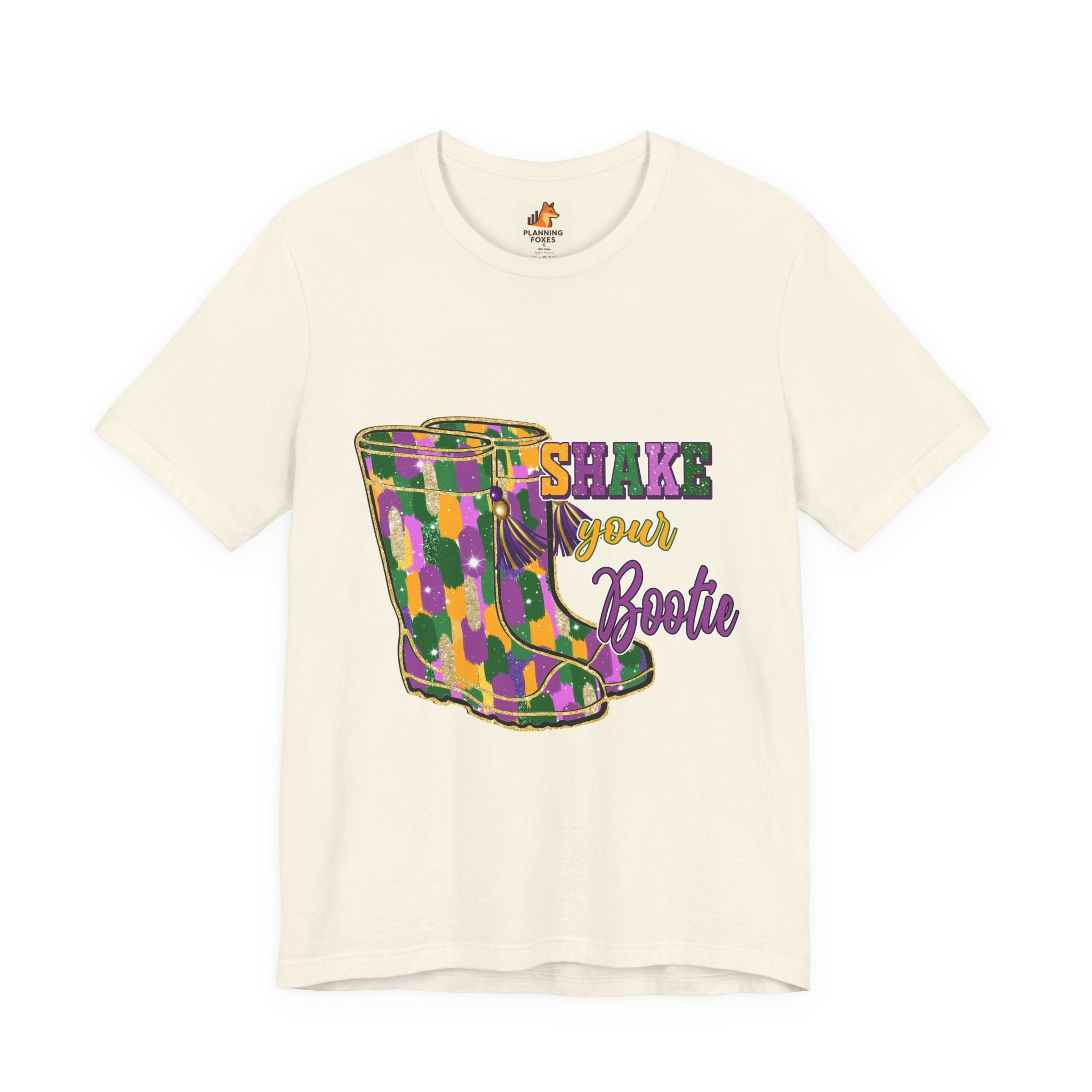 Mardi Gras 'Shake Your Bootie' T‑Shirt — Louisiana Fleur‑de‑Lis Tee