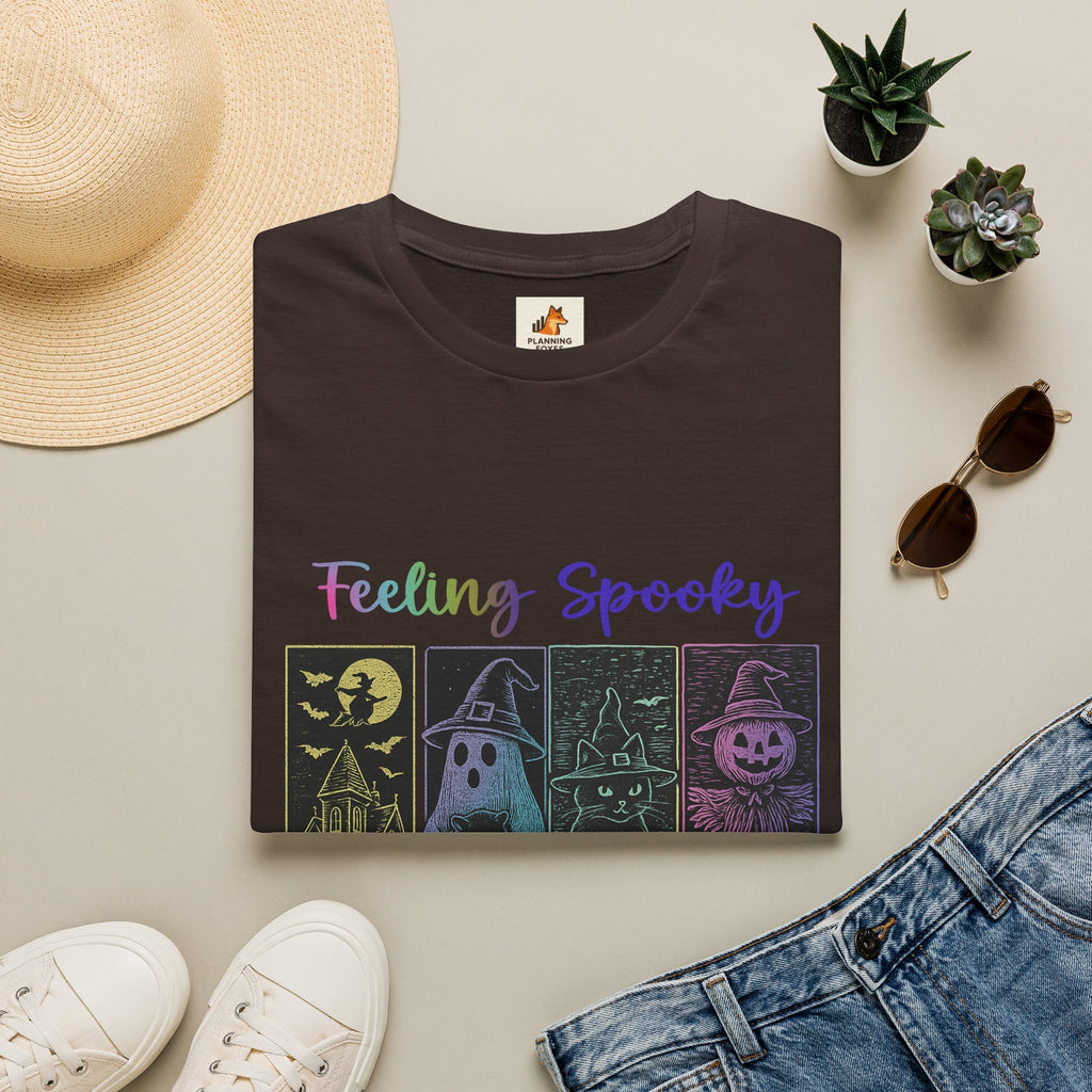 Feeling Spooky Halloween T-Shirt — Cute Ghost, Witch & Pumpkin Design