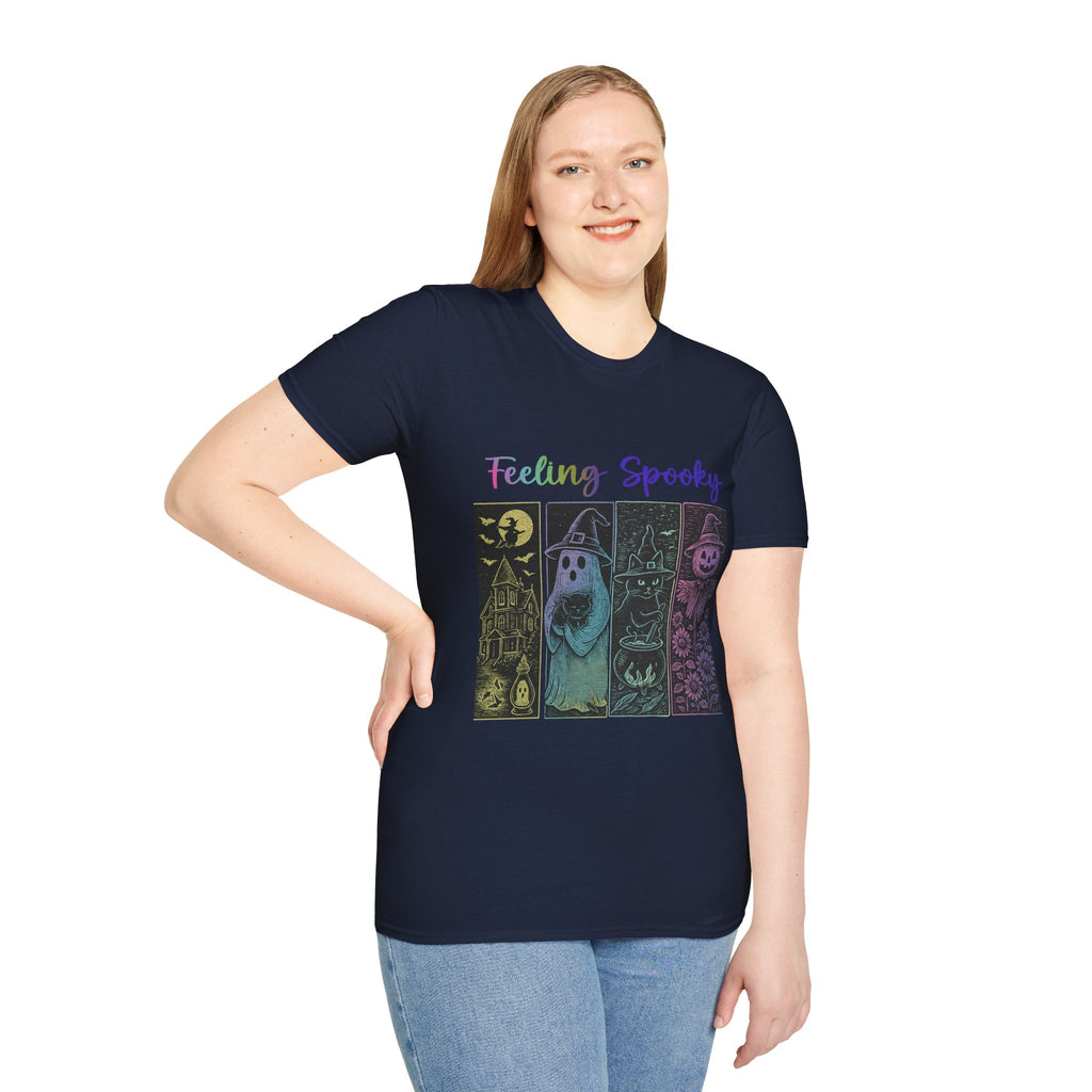 Feeling Spooky Halloween T-Shirt — Cute Ghost & Pumpkin Graphic