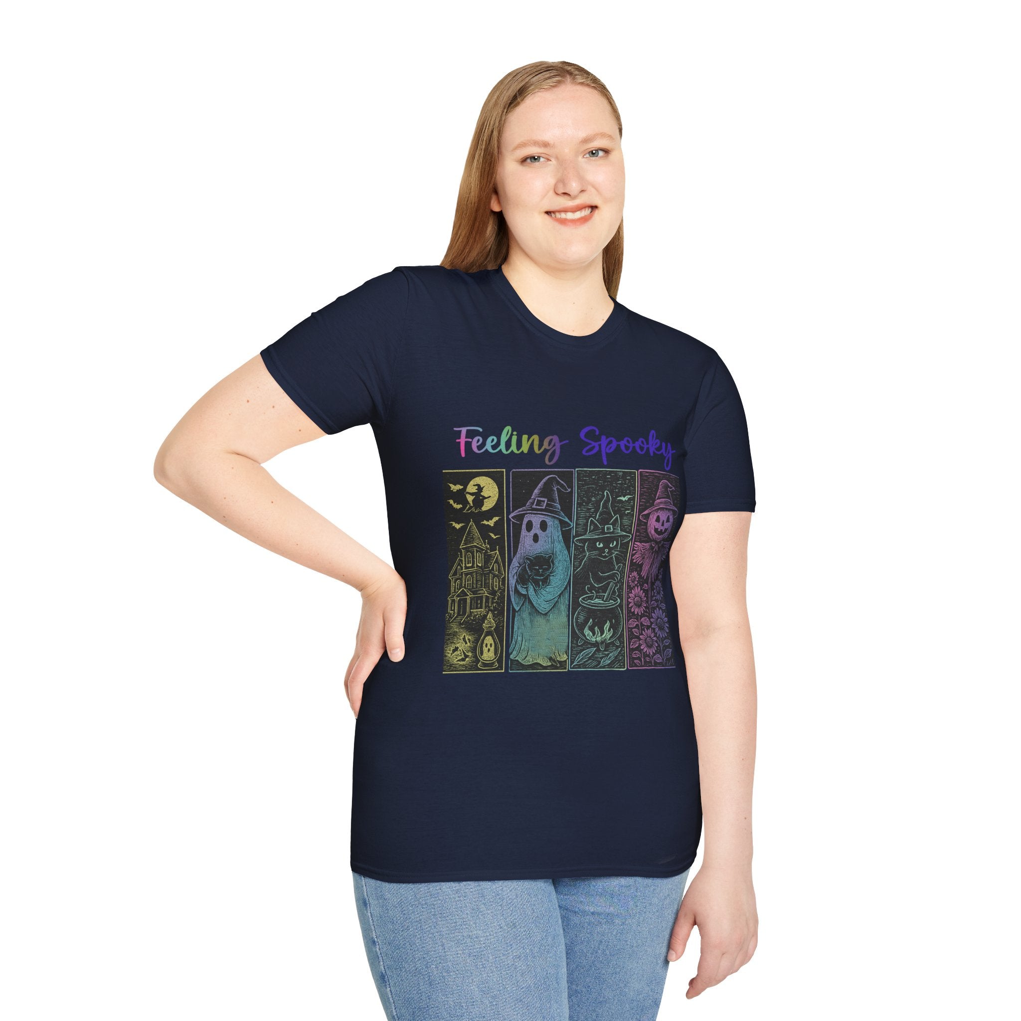 Feeling Spooky Halloween T-Shirt — Cute Ghost & Pumpkin Graphic