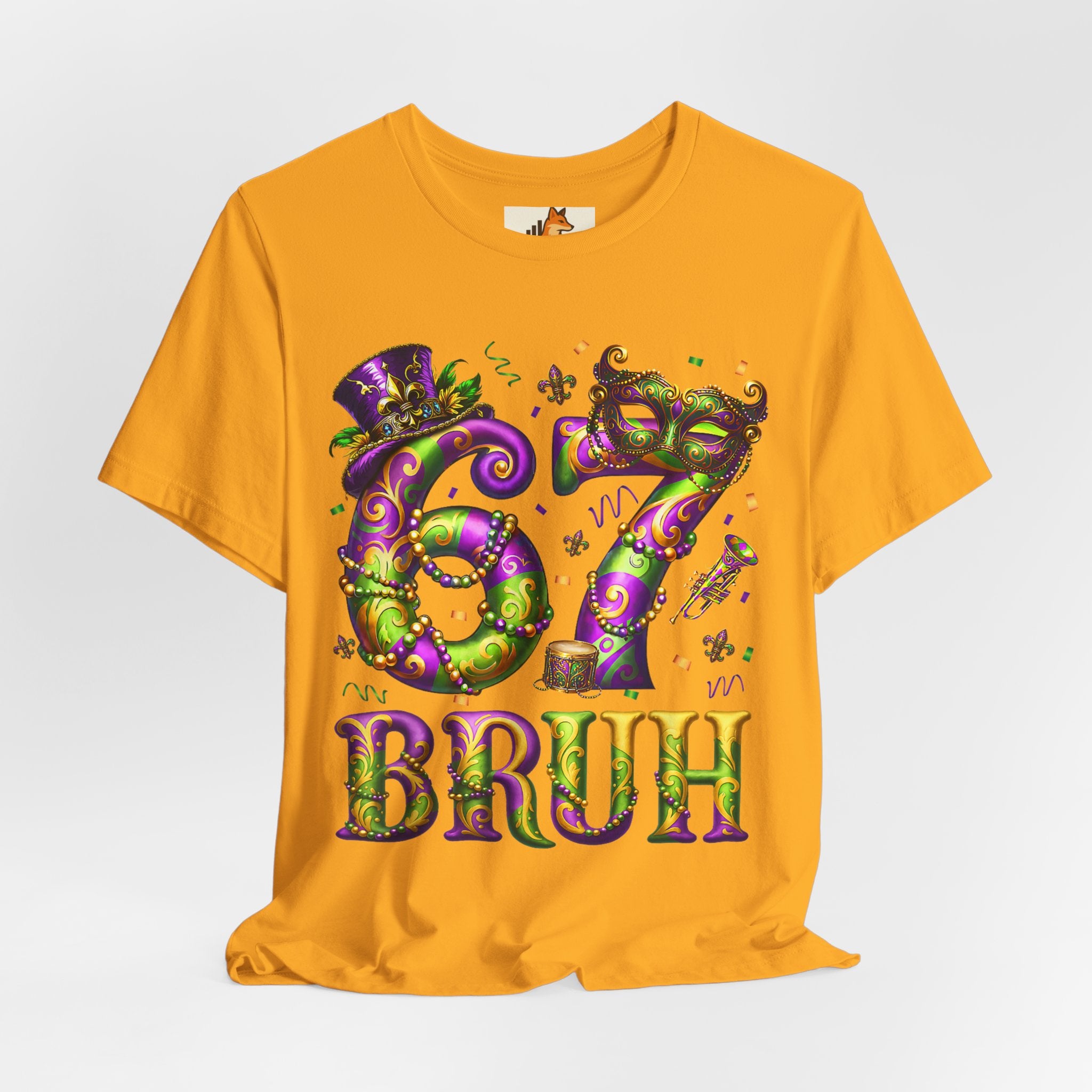 Mardi Gras 67 Bruh T-Shirt — Festive Beads & Mask Party Tee