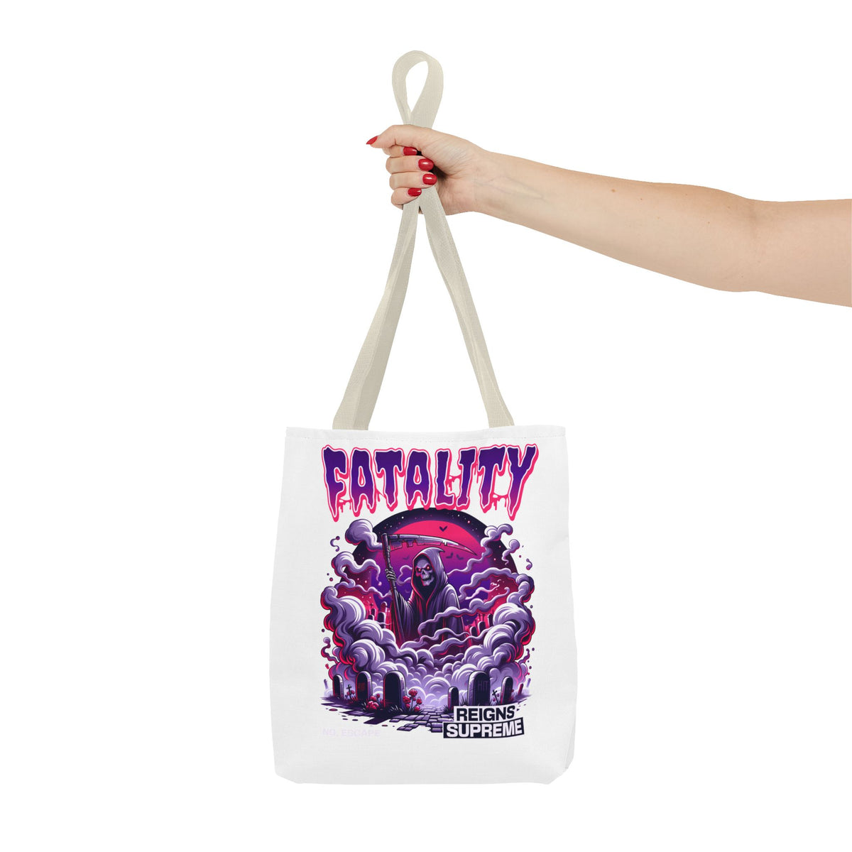 Fatality Grim Reaper Tote Bag — Gothic Graphic Tote for Gamers & Horror Fans