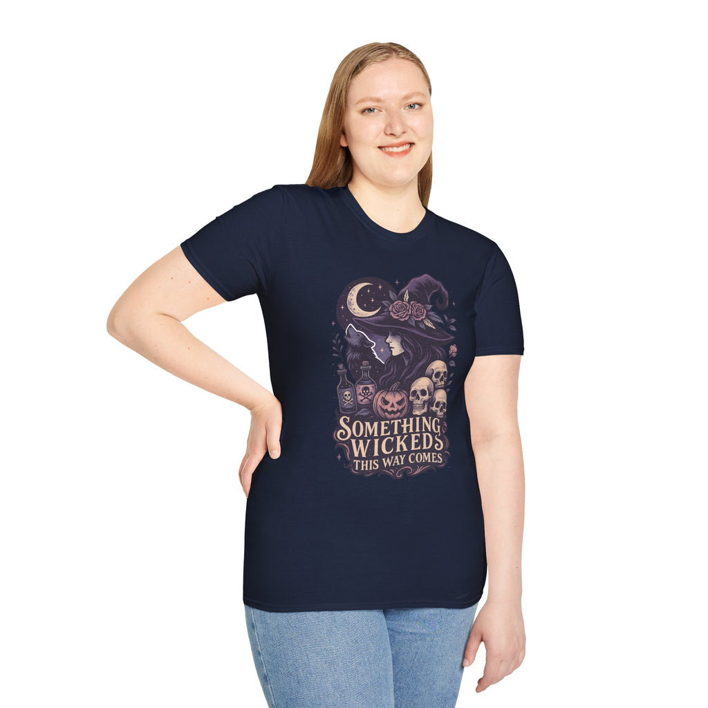 Witchy Moon T‑Shirt — "Something Wicked This Way Comes" Halloween Tee