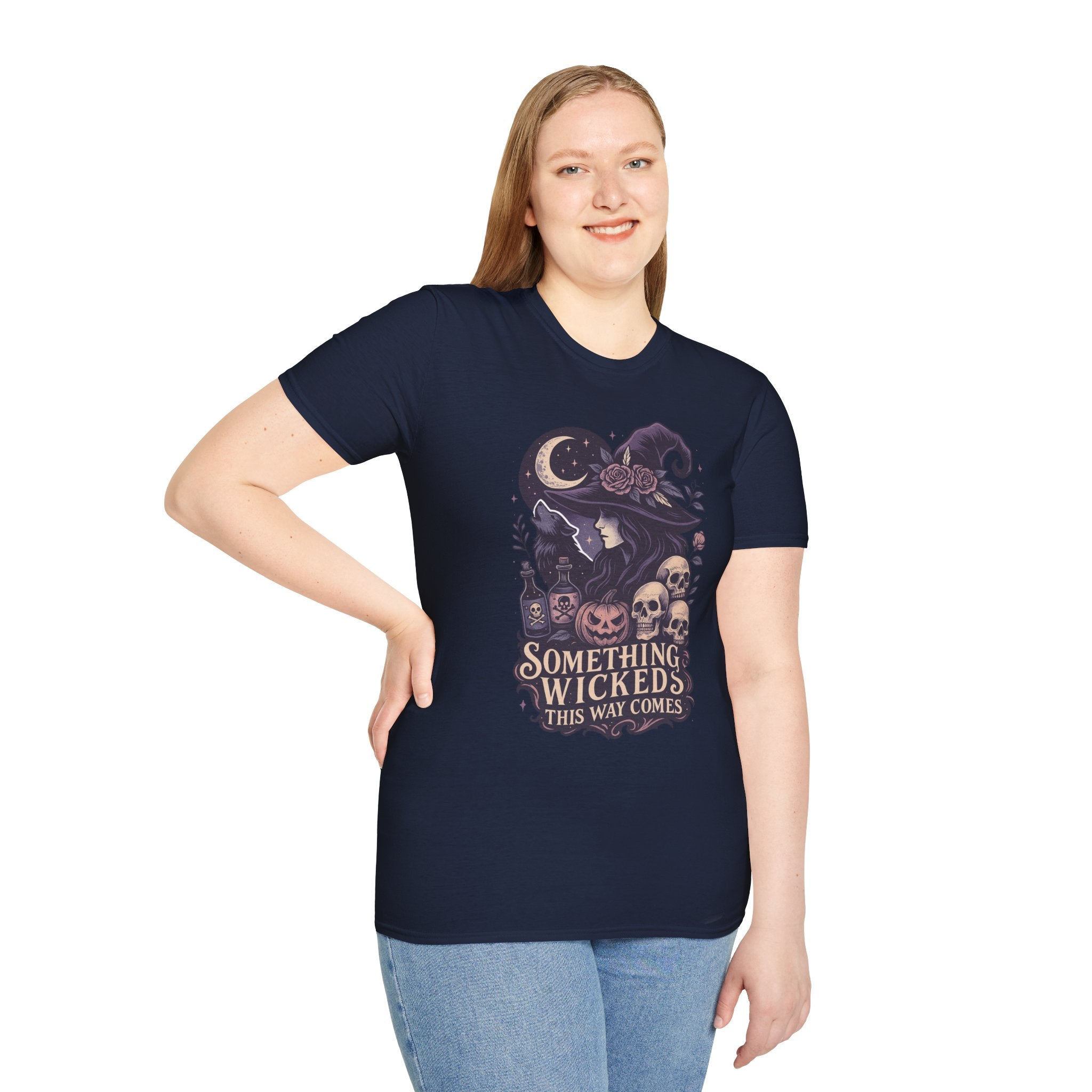Witchy Moon T‑Shirt — "Something Wicked This Way Comes" Halloween Tee