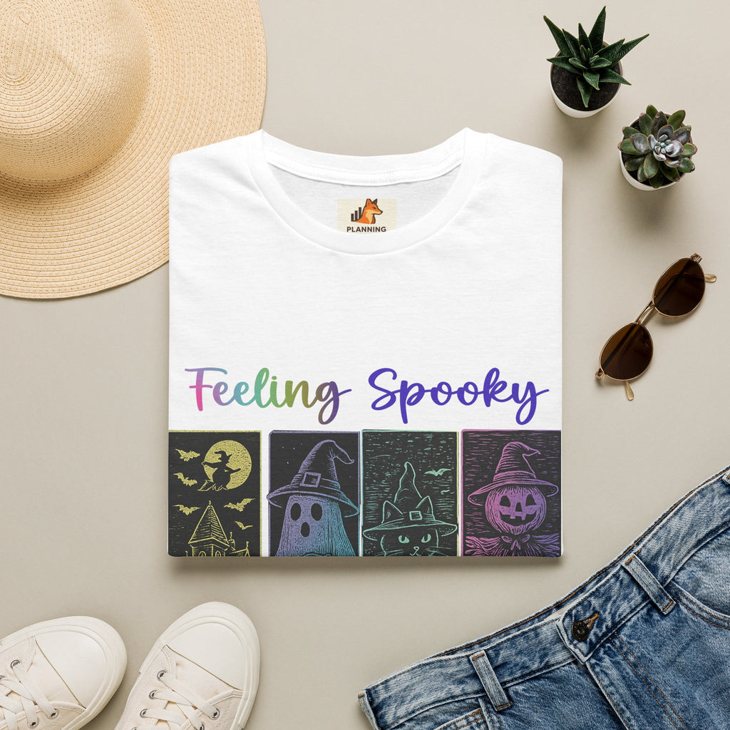 Feeling Spooky Halloween T-Shirt — Cute Ghost & Pumpkin Graphic