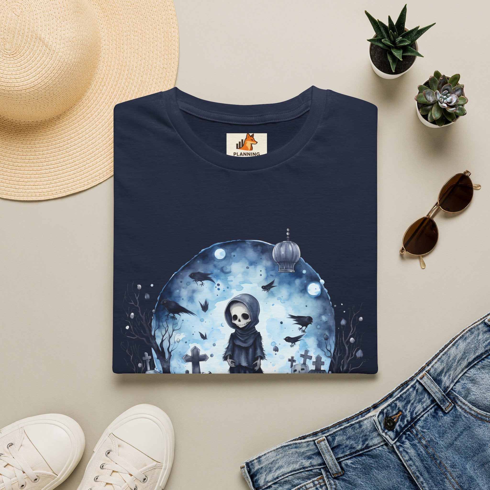 T-Shirt — Gothic Cute Grim Reaper Design (“Ephemeral Spectral Dance”)