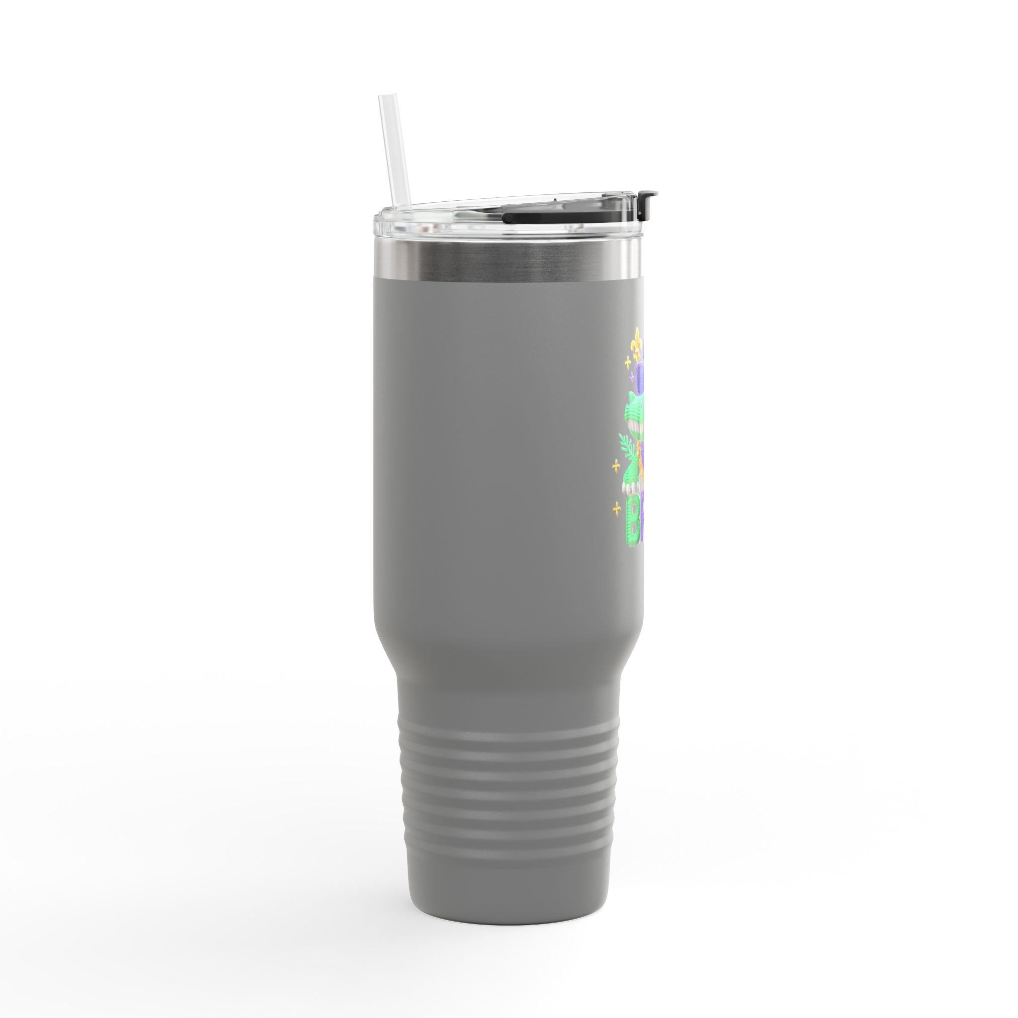 40oz Insulated Travel Mug – Cool Gator 'BRUH' Stainless Tumbler with Straw