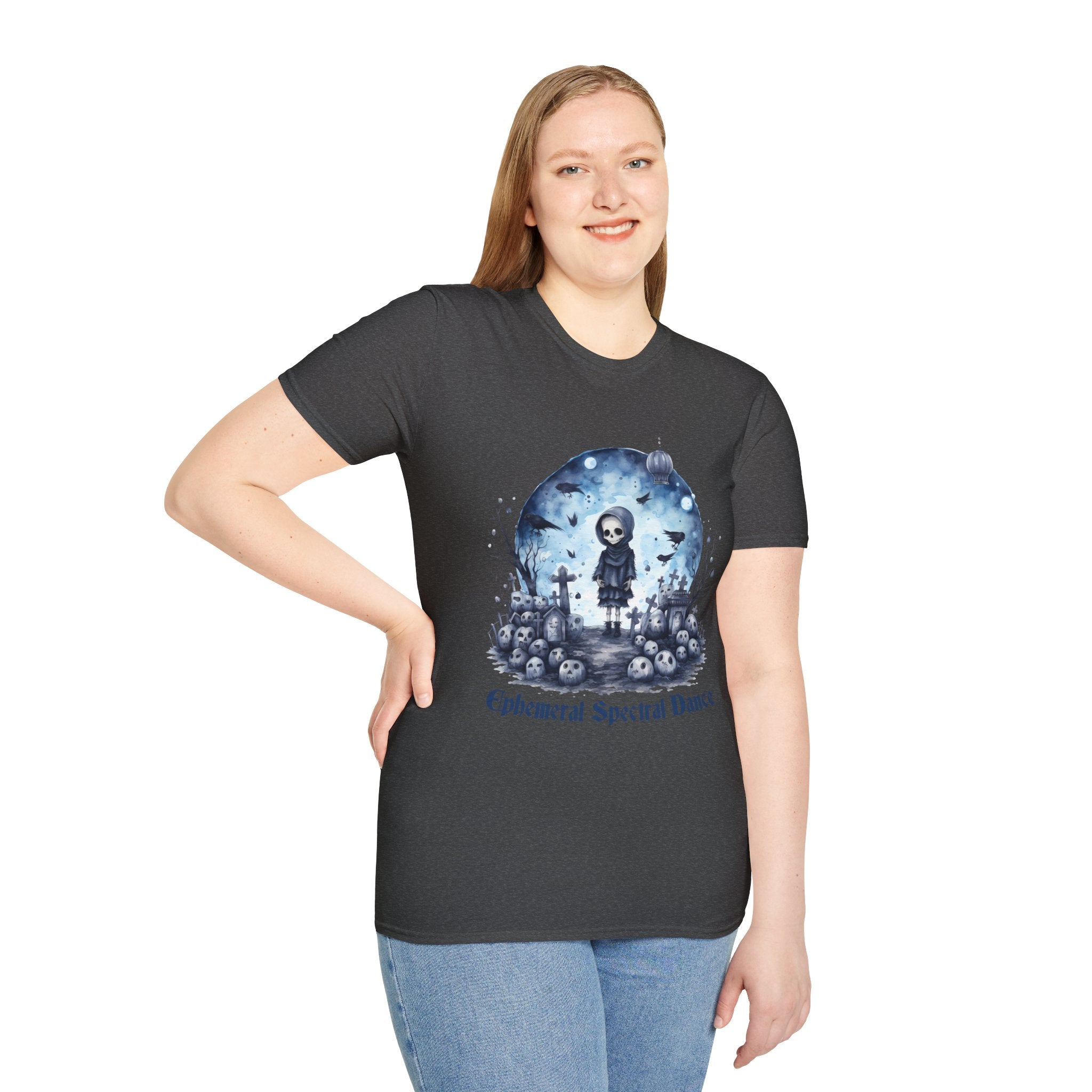 T-Shirt — Gothic Cute Grim Reaper Design (“Ephemeral Spectral Dance”)