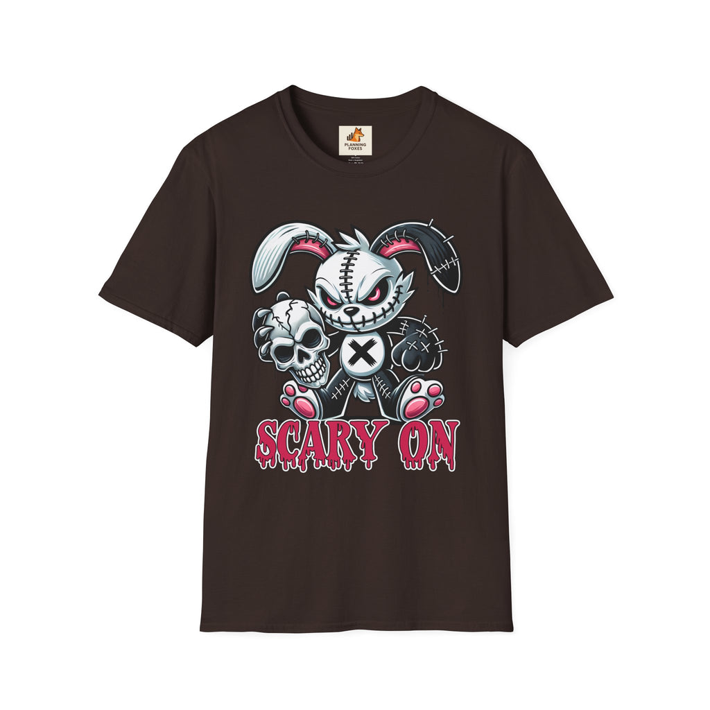 Scary On® Patchwork Demon Bunny T-Shirt — Horror Skull Graphic Tee