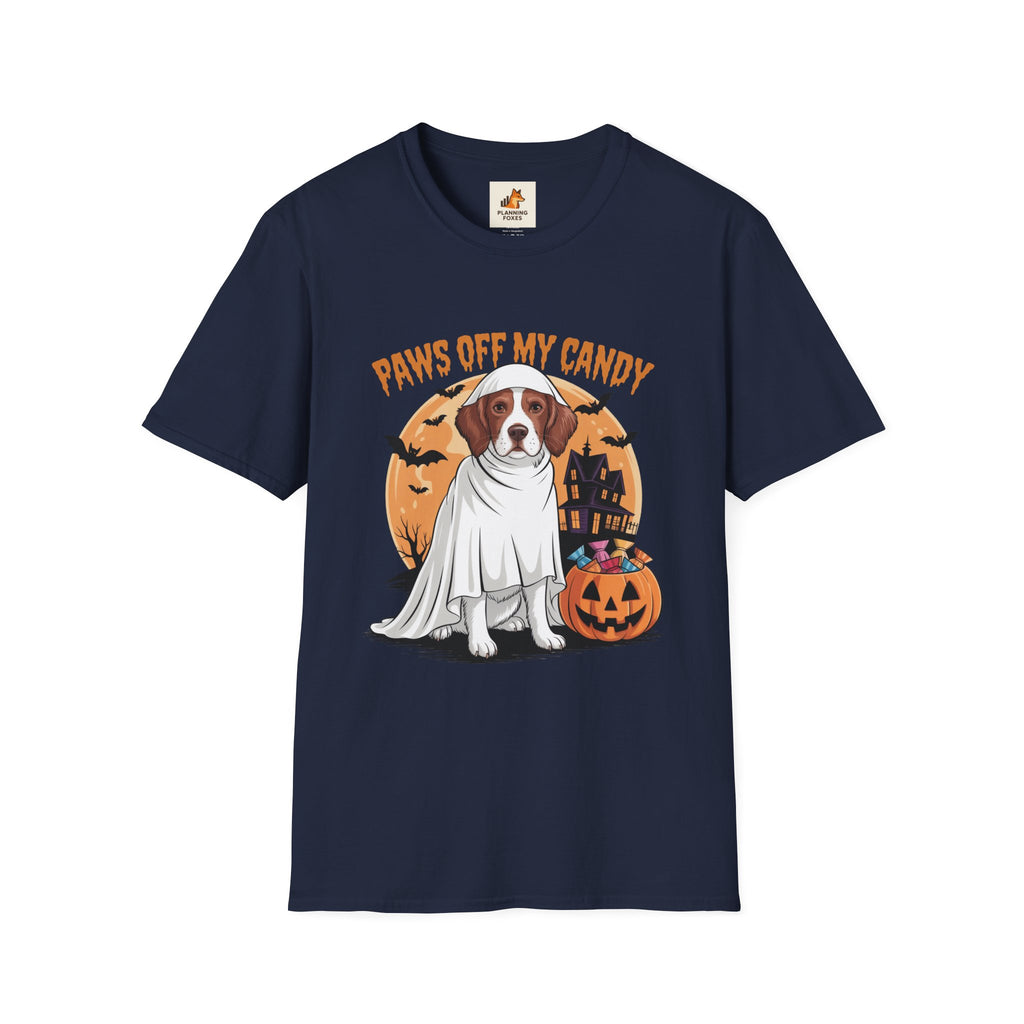 Halloween Dog T‑Shirt — "Paws Off My Candy" Ghost Beagle Costume Tee