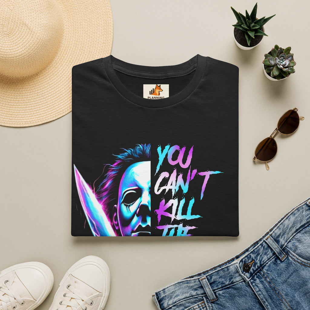 Horror Graphic T-Shirt — Neon “You Can’t Kill the Boogeyman” Michael Mask Tee