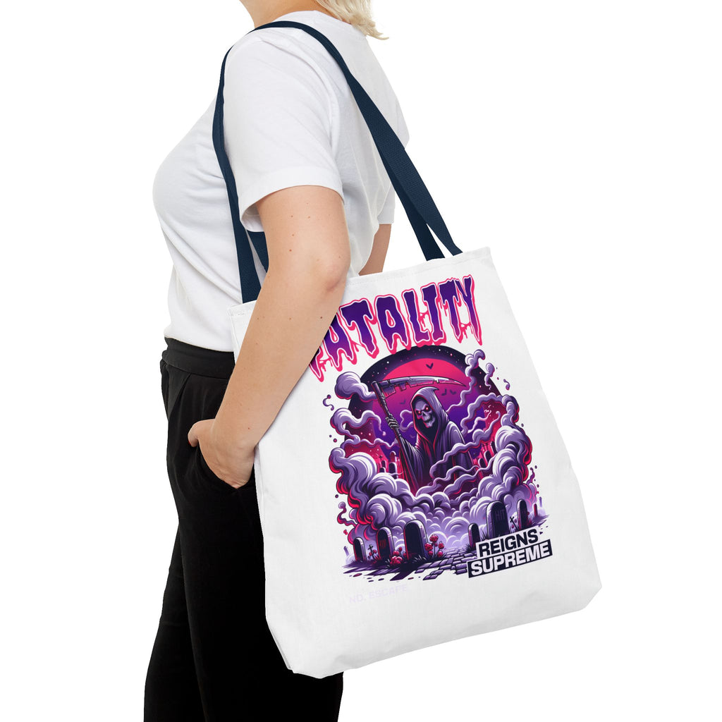 Fatality Grim Reaper Tote Bag — Gothic Graphic Tote for Gamers & Horror Fans