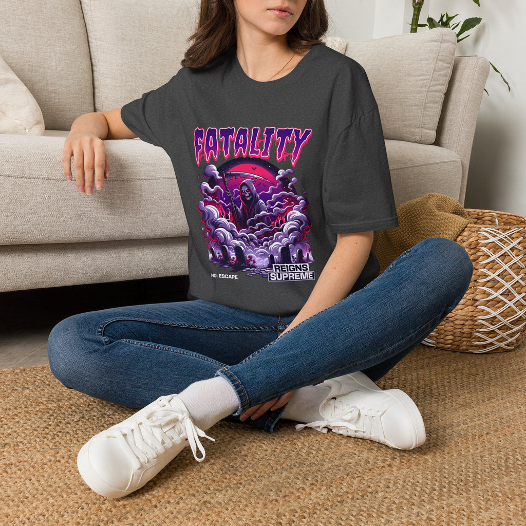 Fatality Graphic Tee — Grim Reaper Arcade Horror T-Shirt