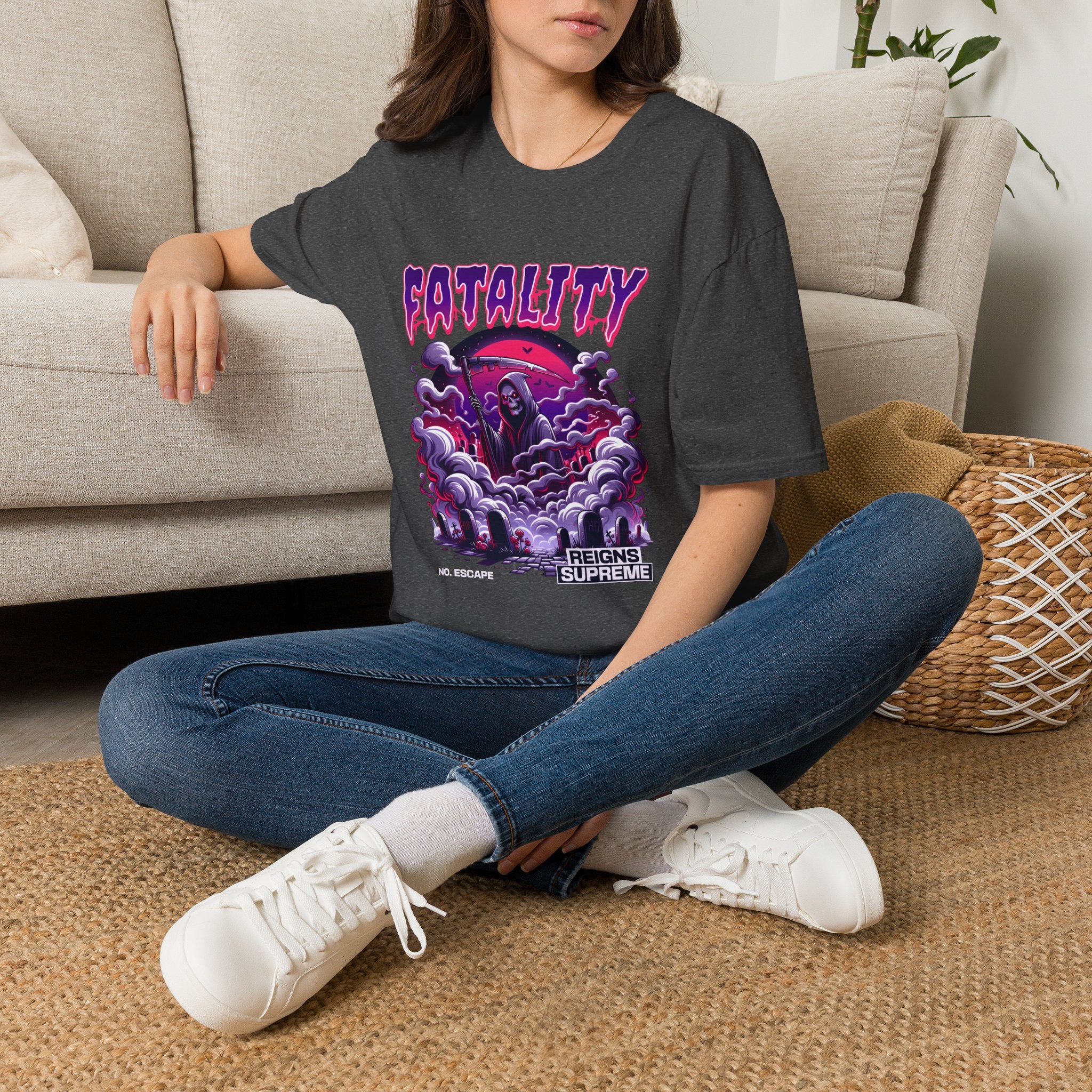 Fatality Graphic Tee — Grim Reaper Arcade Horror T-Shirt
