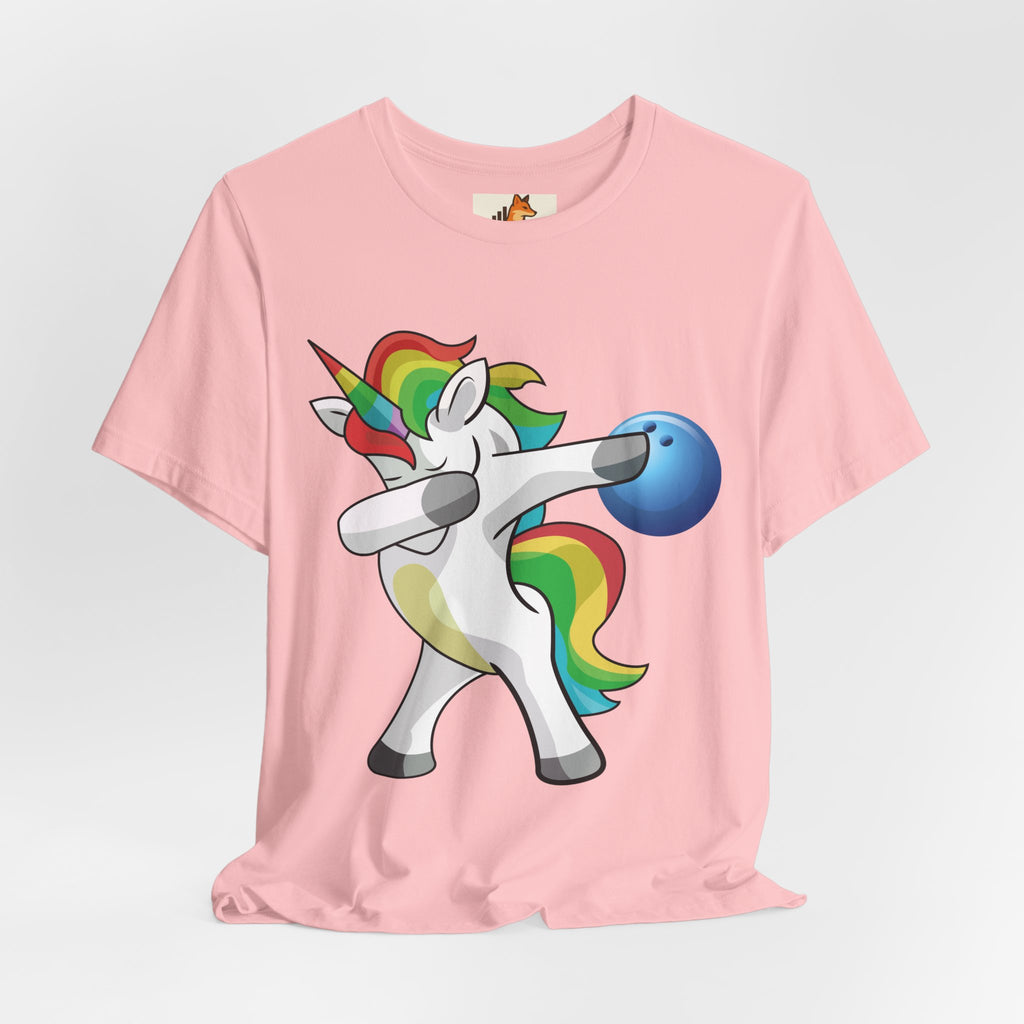 Dabbing Rainbow Unicorn Bowling T‑Shirt
