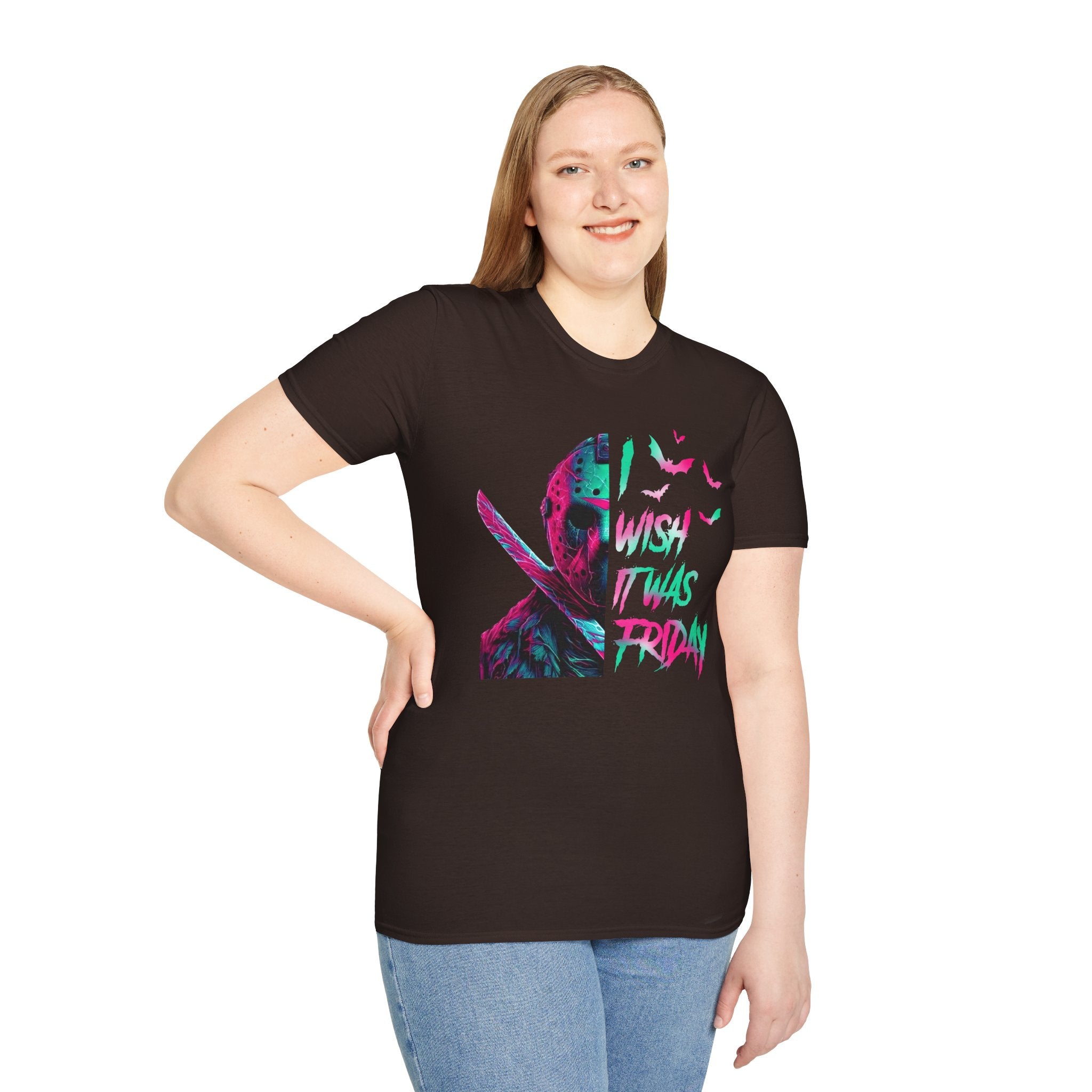 Friday Vibes T-Shirt — Neon Jason "Wish It Was Friday" Graphic Tee