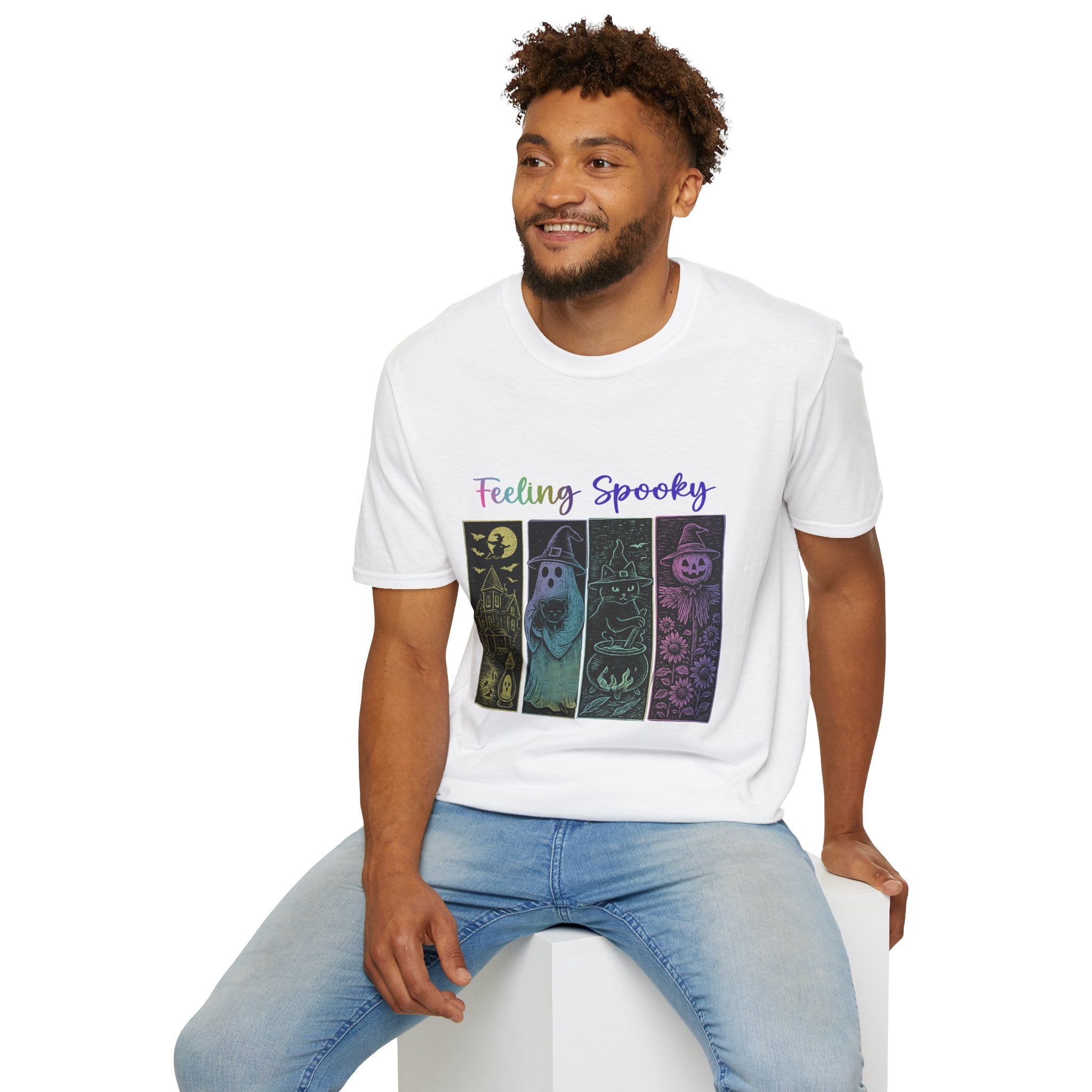 Feeling Spooky Halloween T-Shirt — Cute Ghost, Witch & Pumpkin Design