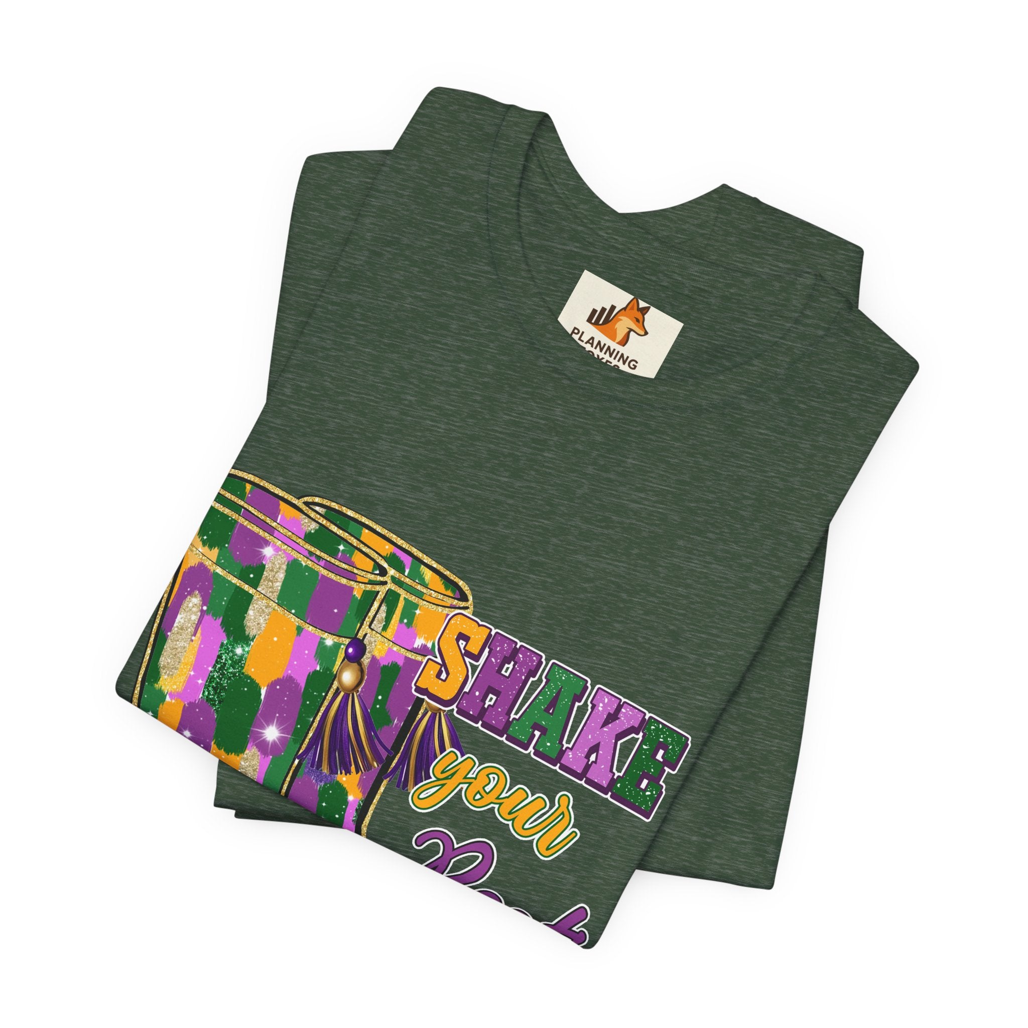 Mardi Gras 'Shake Your Bootie' T‑Shirt — Louisiana Fleur‑de‑Lis Tee