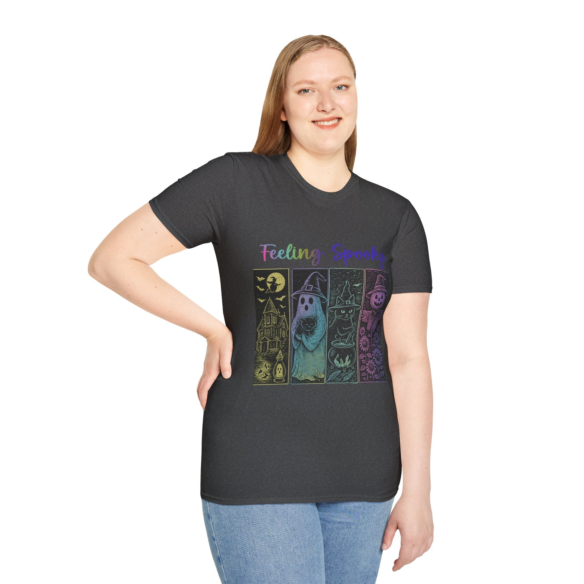 Feeling Spooky Halloween T-Shirt — Cute Ghost & Pumpkin Graphic