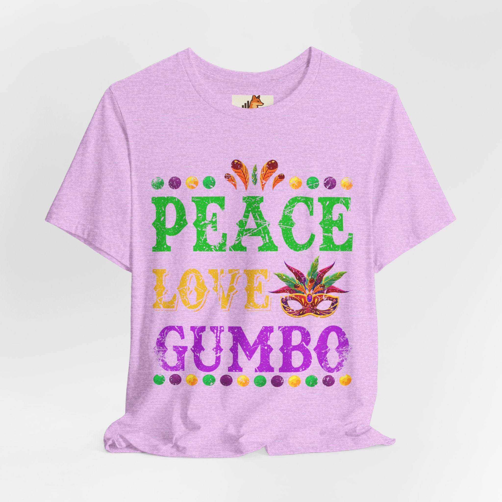 Mardi Gras T-Shirt — "Peace Love Gumbo" Festive Carnival Tee