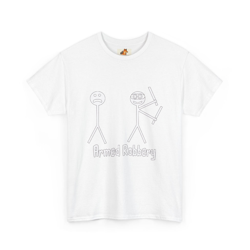 T-Shirt — 'Armed Robbery' Stick Figure Graphic Tee